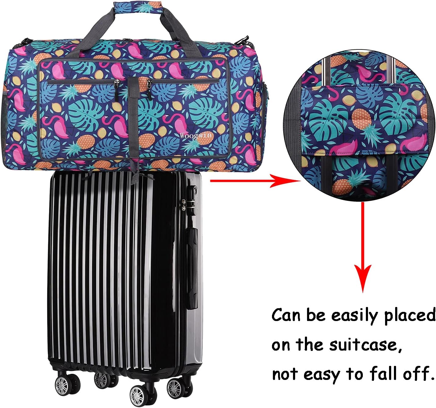 Woogwin Travel Duffel Bag Large Foldable Waterproof Overnight Bag for Beach Swim Bags Pool Sports Gym - Image 3