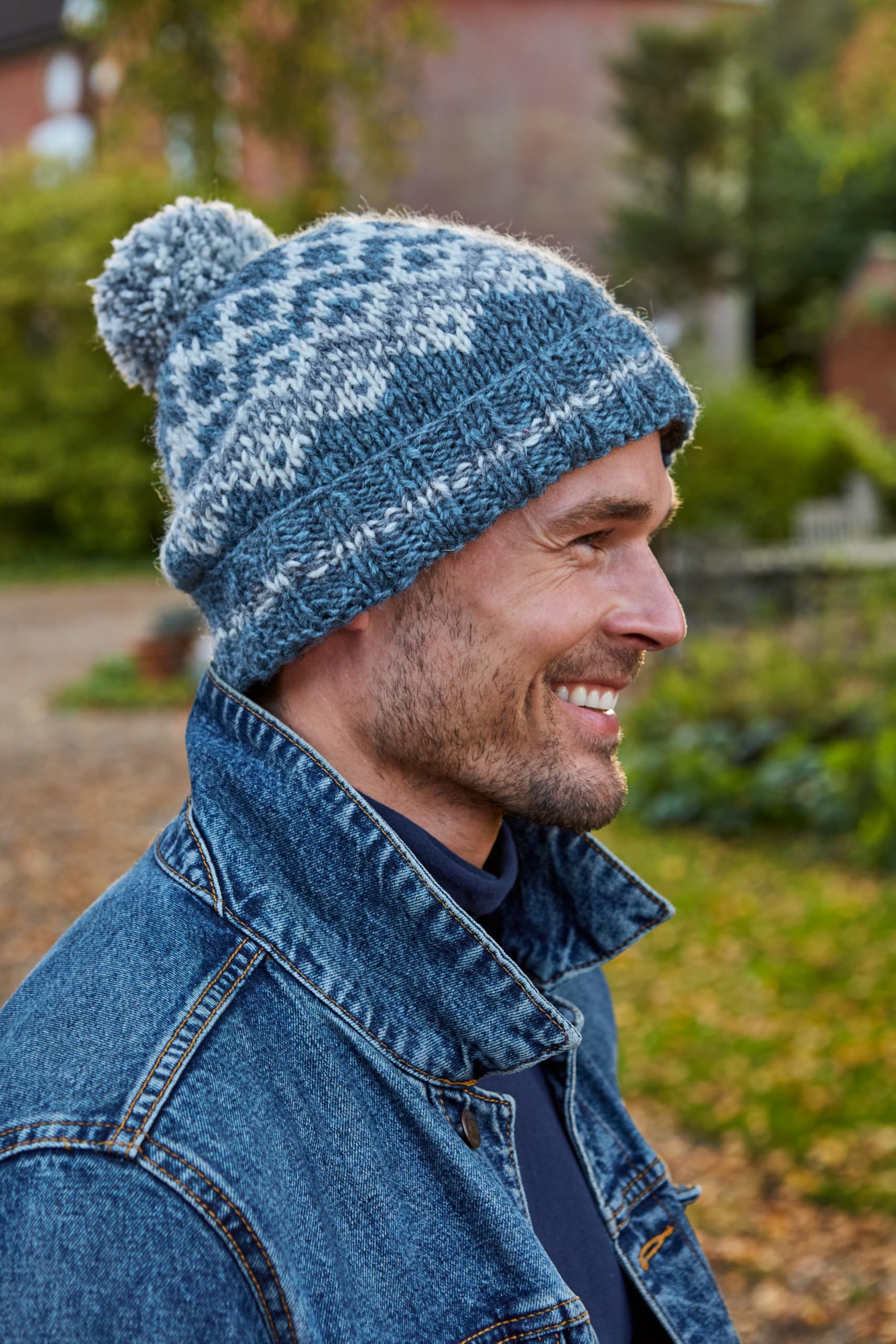 Pachamama Gorro de lana para hombre, con forro polar, tejido a mano, contemporáneo, talla única, hecho a mano, extra cálido, comercio justo