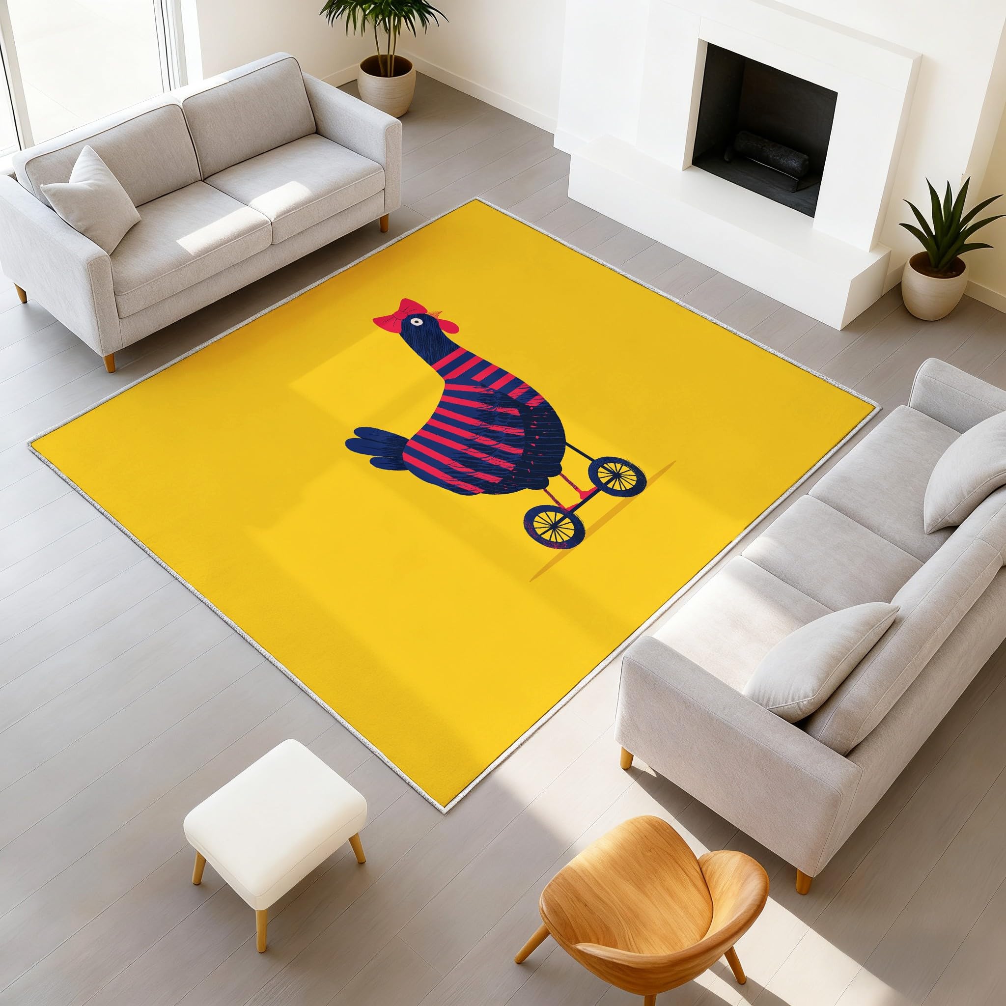 Tapis de salon lavable intérieur antidérapant imprimé ocre