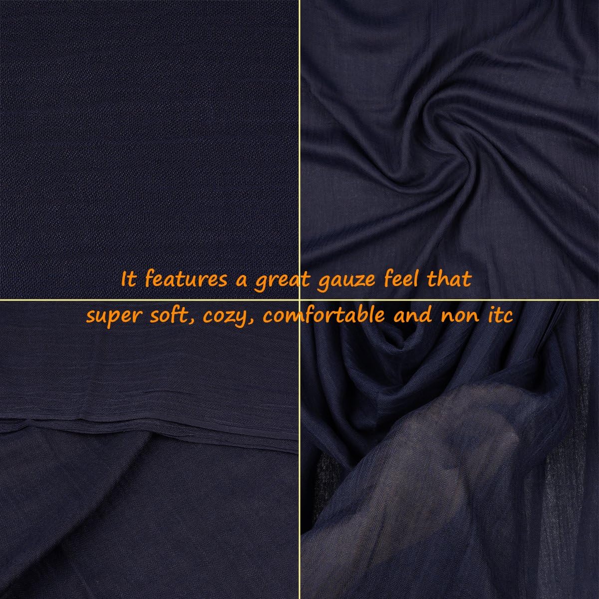 Women Summer Scarfs Large Long Lightweight Linen Beach Gauze Shawl Wrap 75”×43” - Image 4