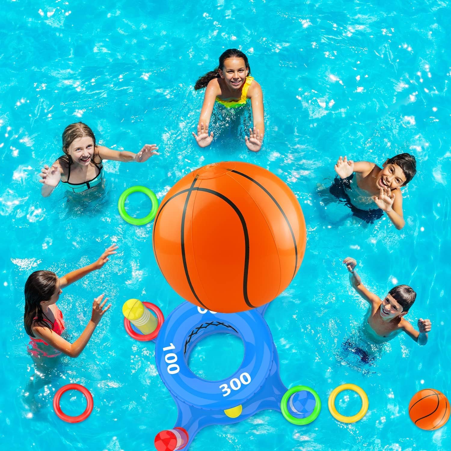 GOODS+GADGETS Swimming Pool Floating Basketball Hoop; Pool Water