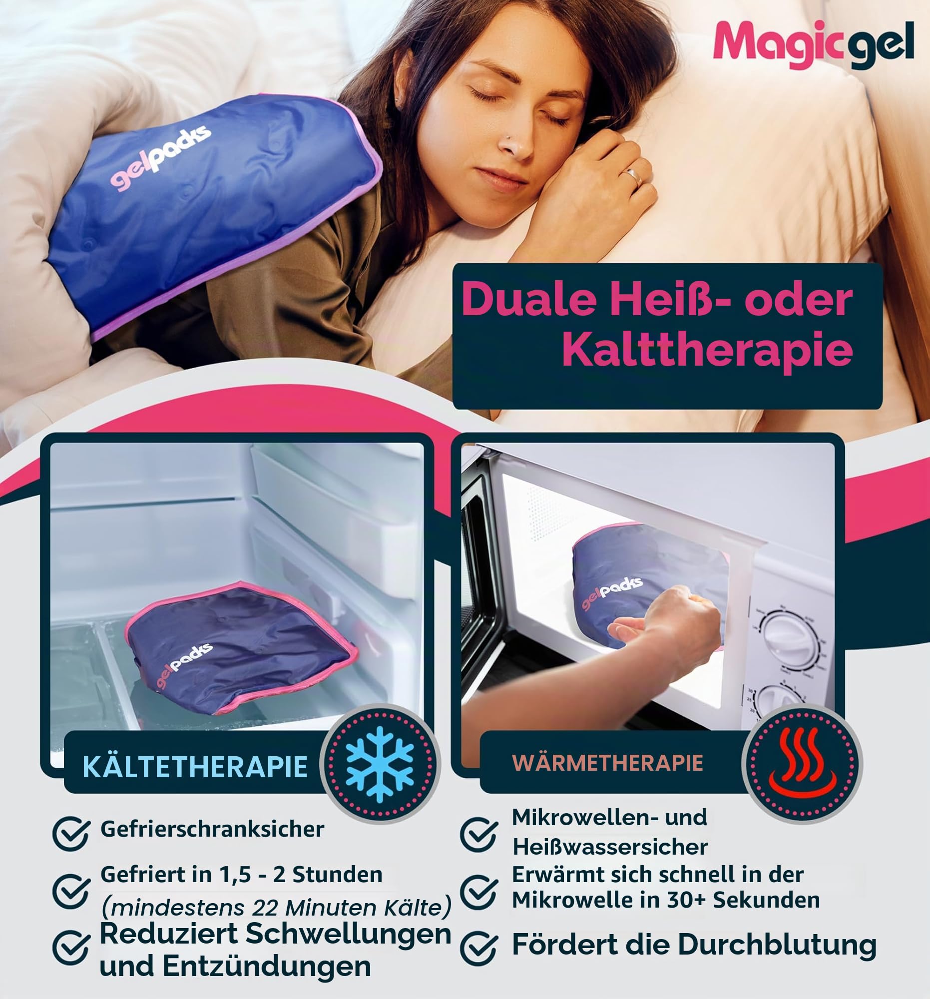 Magic Gel Großes Kühlpads Gel Kühlkissen Ice Pack - 38x28cm Kühlpacks Kühlkissen Gel - Kühlakku Groß Kühlgelkissen - XXL Kühl Ice Pad - wiederverwendbares Kühlpad
