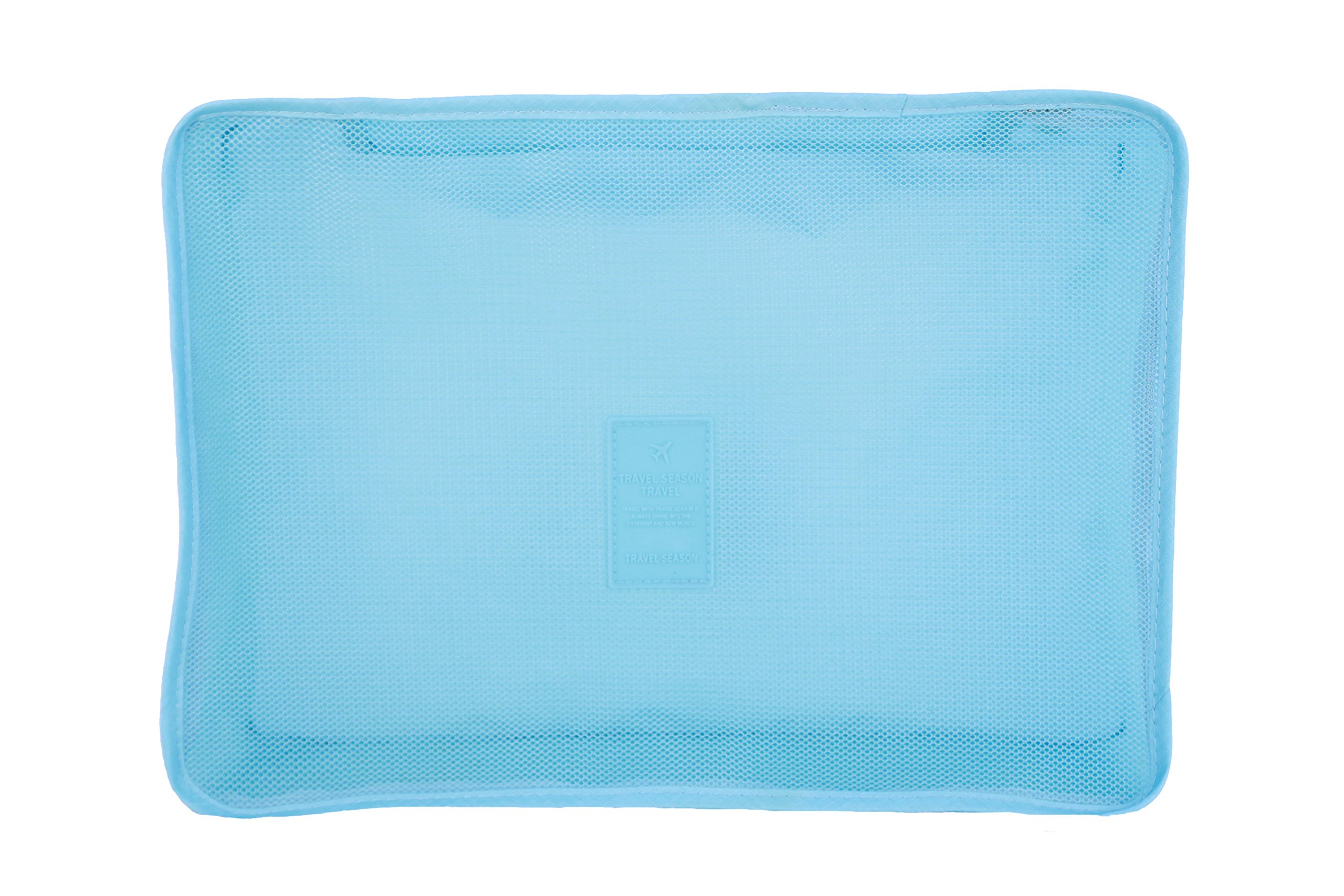 6 Sets Travel Organizers Packing Cubes Luggage Organizers Compression Pouches (Light Blue) 3