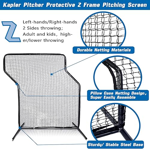 Miniatura 8 de Kapler Pantalla de béisbol para lanzar Z, pantalla protectora de red de lanzador resistente, pantalla de lanzamiento de béisbol sóftbol para