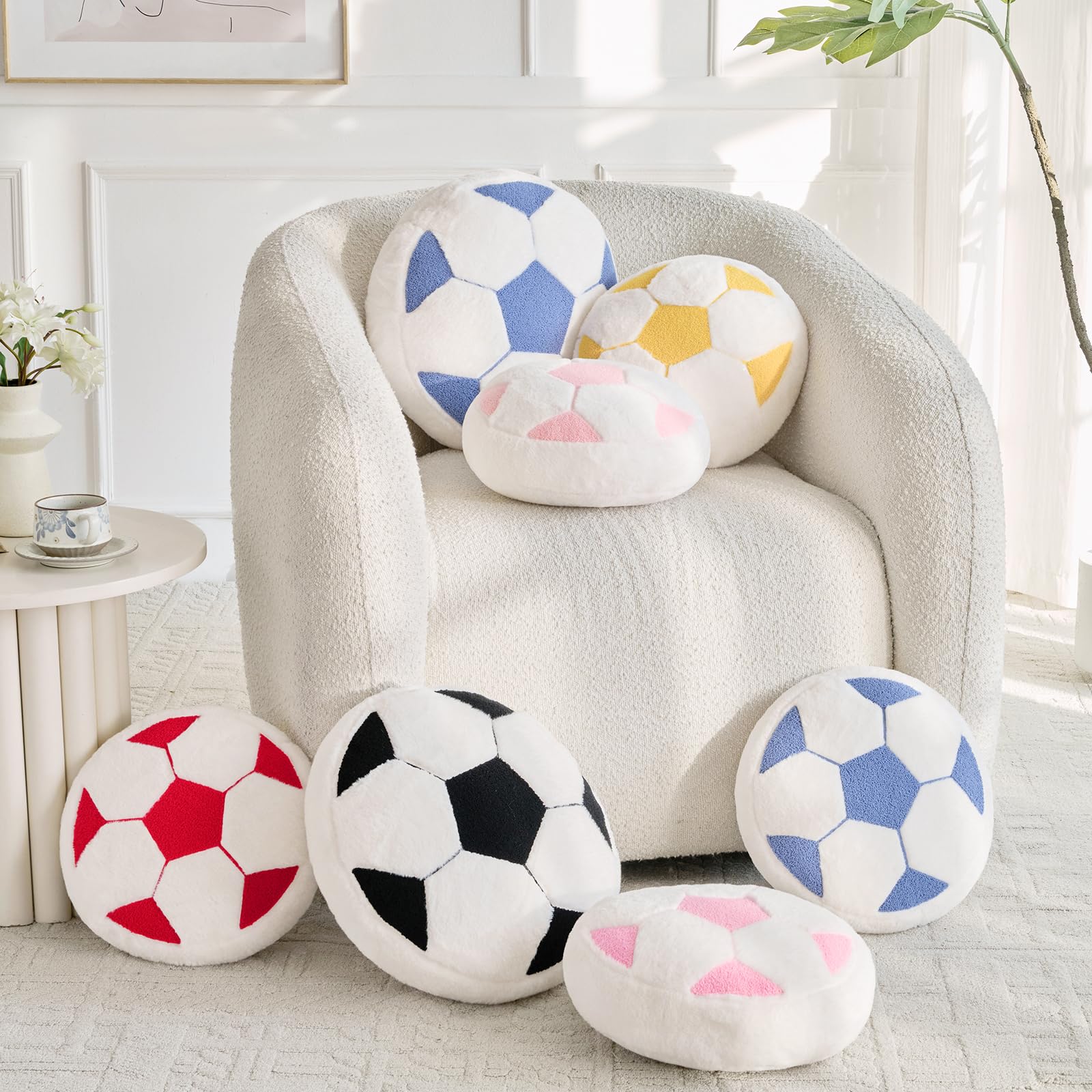 Amazon｜Mepherl サッカー枕、12インチ サッカー型クッション 座布団