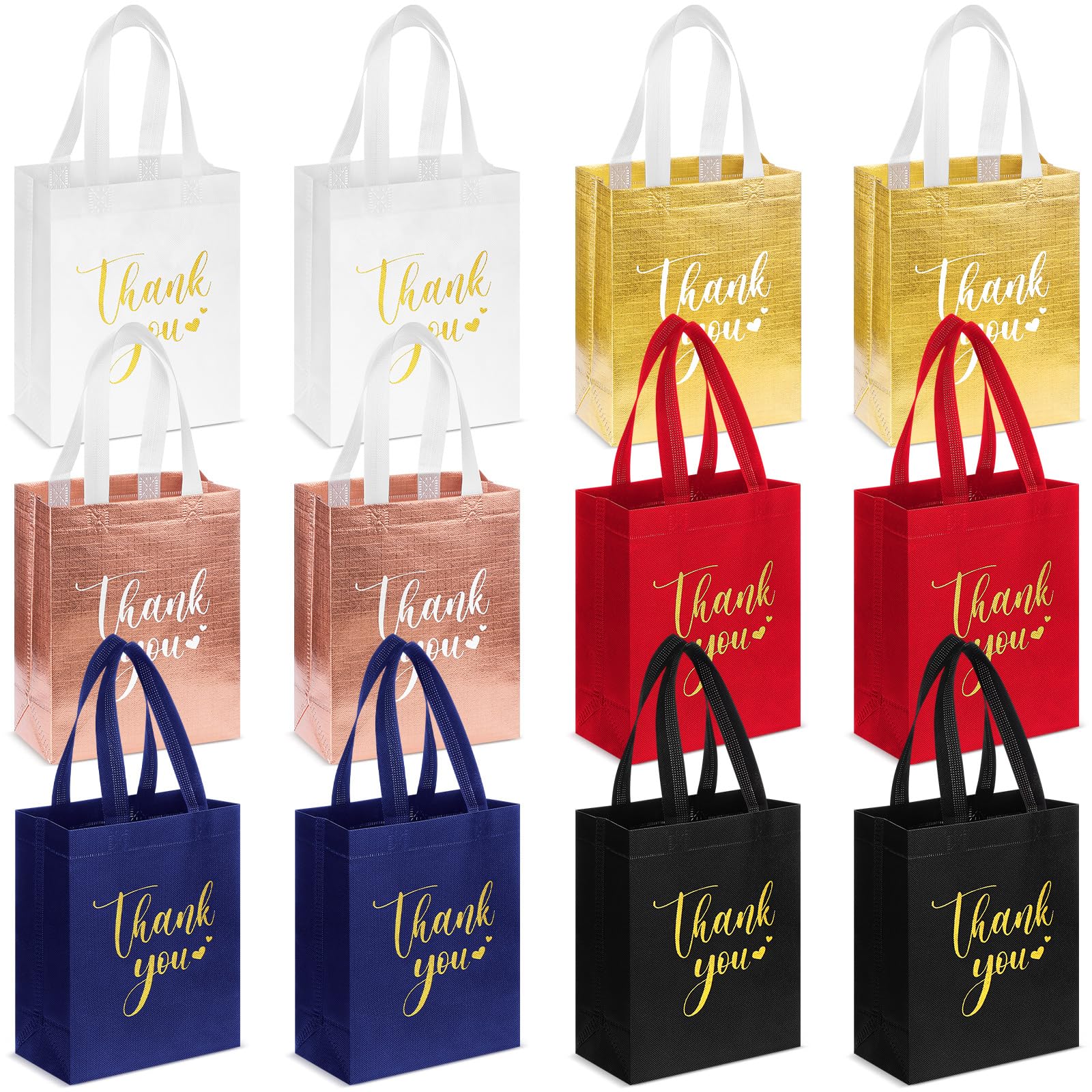 Sweetude 30 Pcs Thank You Gift Bags with Handles Bulk Reusable Goodie Bag Non Woven Foldable Handbag for Christmas Wedding Bridesmaid Gifts(10 x 8 x 4