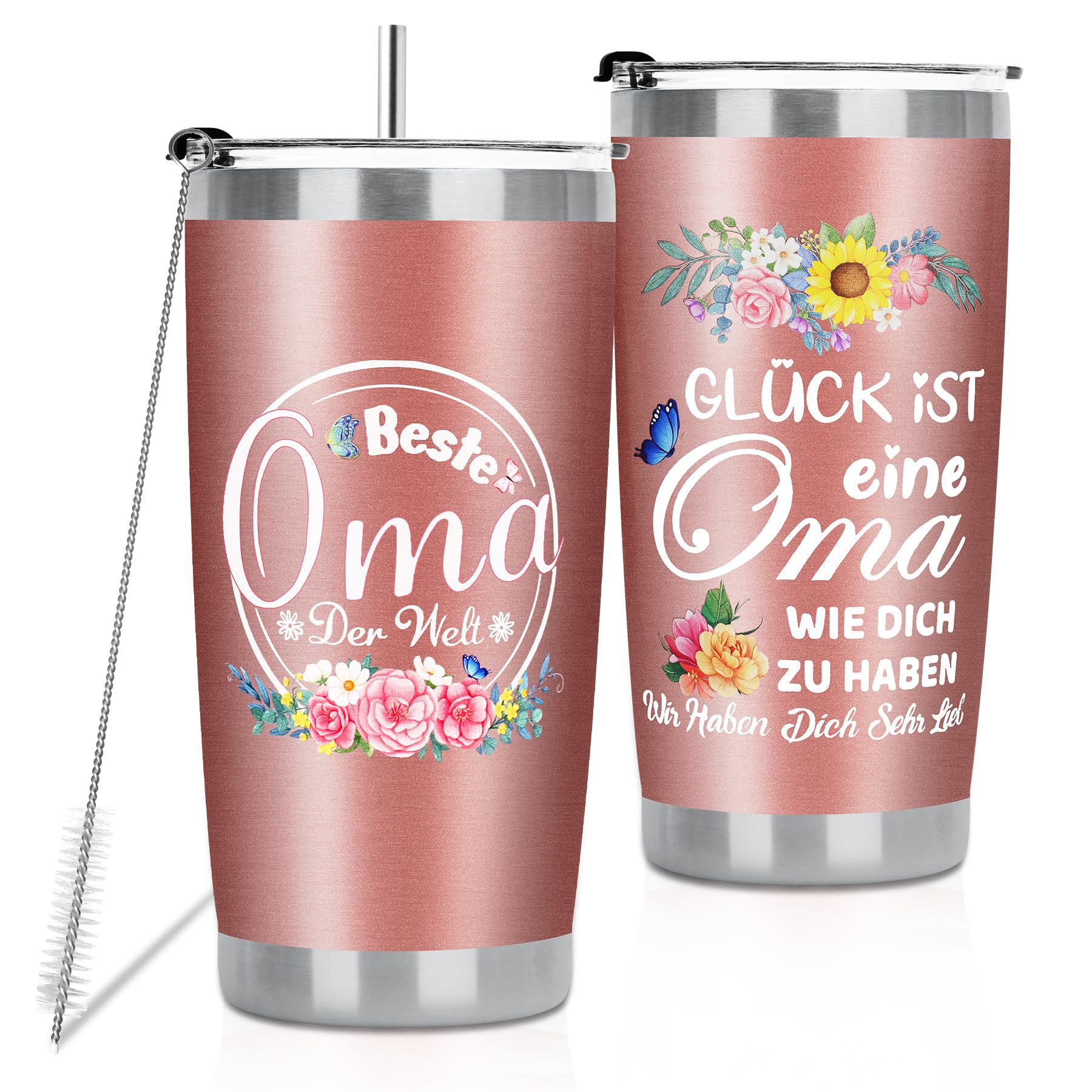 MestectPET Geschenke für Oma, Beste Oma der Welt Thermobecherk zum Geburtstag, Muttertag, Weihnachten, Thermobecher Kaffee to go 600ml