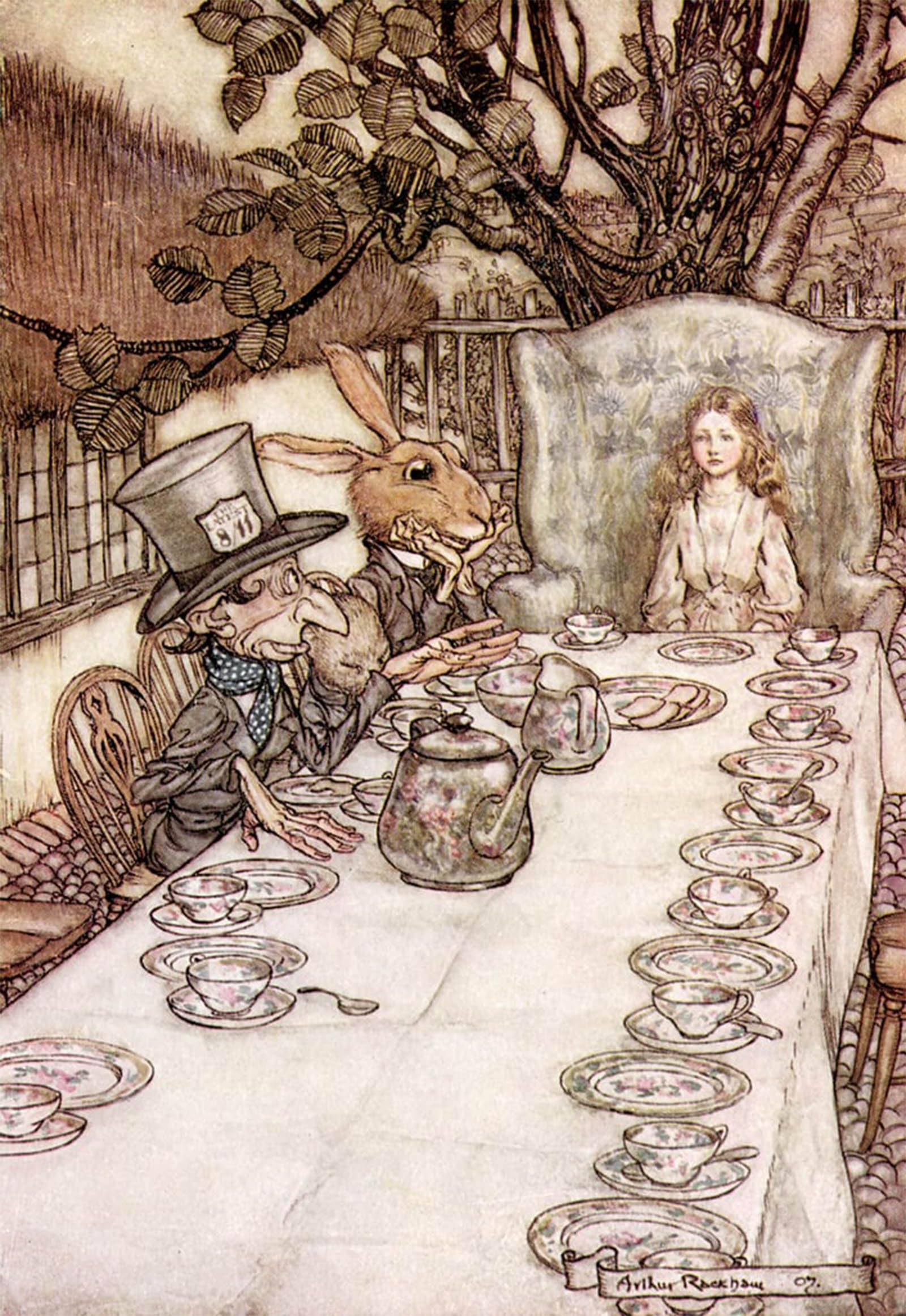ARTXLXXBN Famous Print Painting Colorful Art Print Alice Adventures in Wonderland by Arthur Rackham Canvas Art Decorations for Home Decor 60x90cm