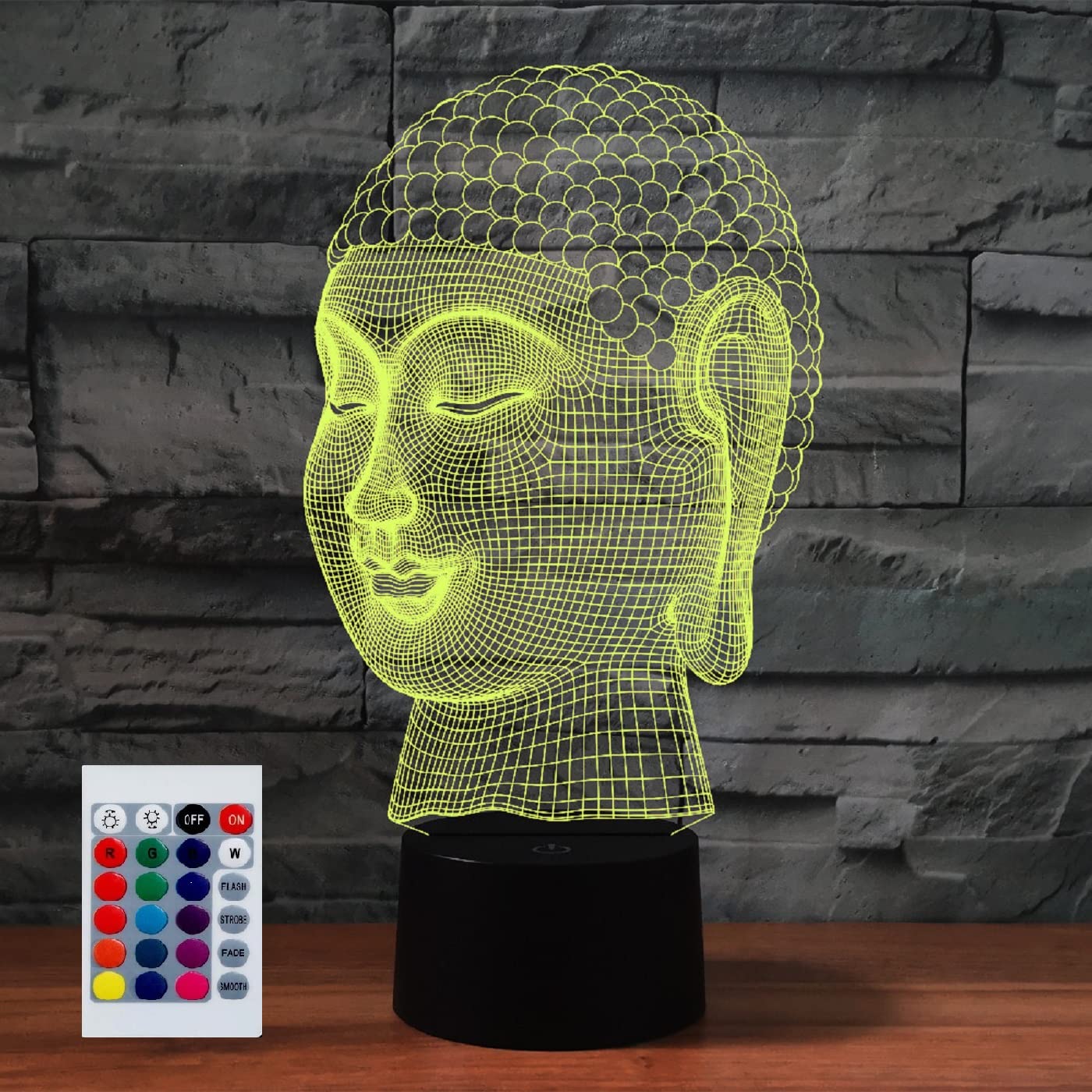SUPERHONGJIHAO Night Light for Kids 3D Buddha Led Lamp with Remote Control 16 Color Changing Xmas Birthday Gift for Child