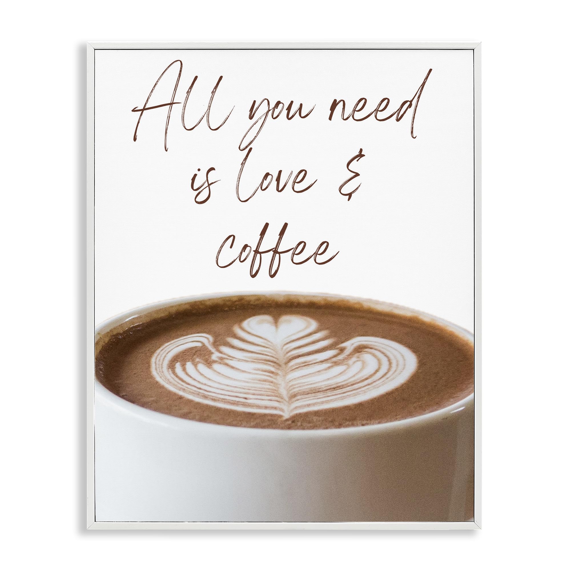 Stupell Industries Coastal White (Textured) 'All You Need Love & Coffee'| Framed Giclee Art
