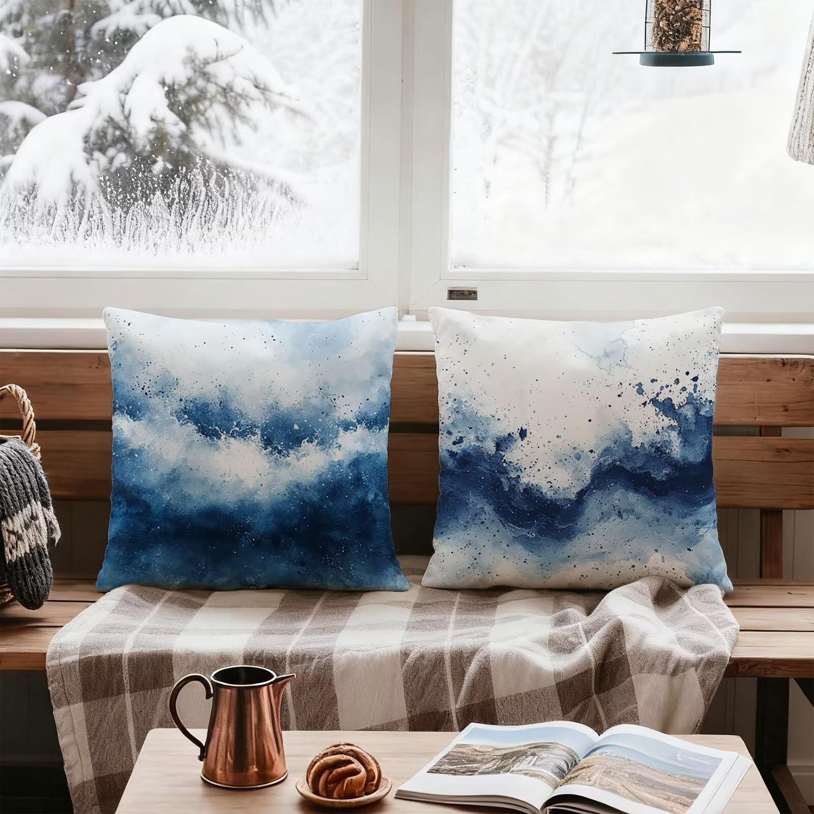 Azul Marino Funda Cojin 60x60 Blanco Funda Almohada 60x60 Cojines Sofa Súper Suave Fundas Cojines Decorativos Fundas Almohadas 4 Piezas Cervicales y Cuello, para Hogar Cama Salon Decoracion E - 725