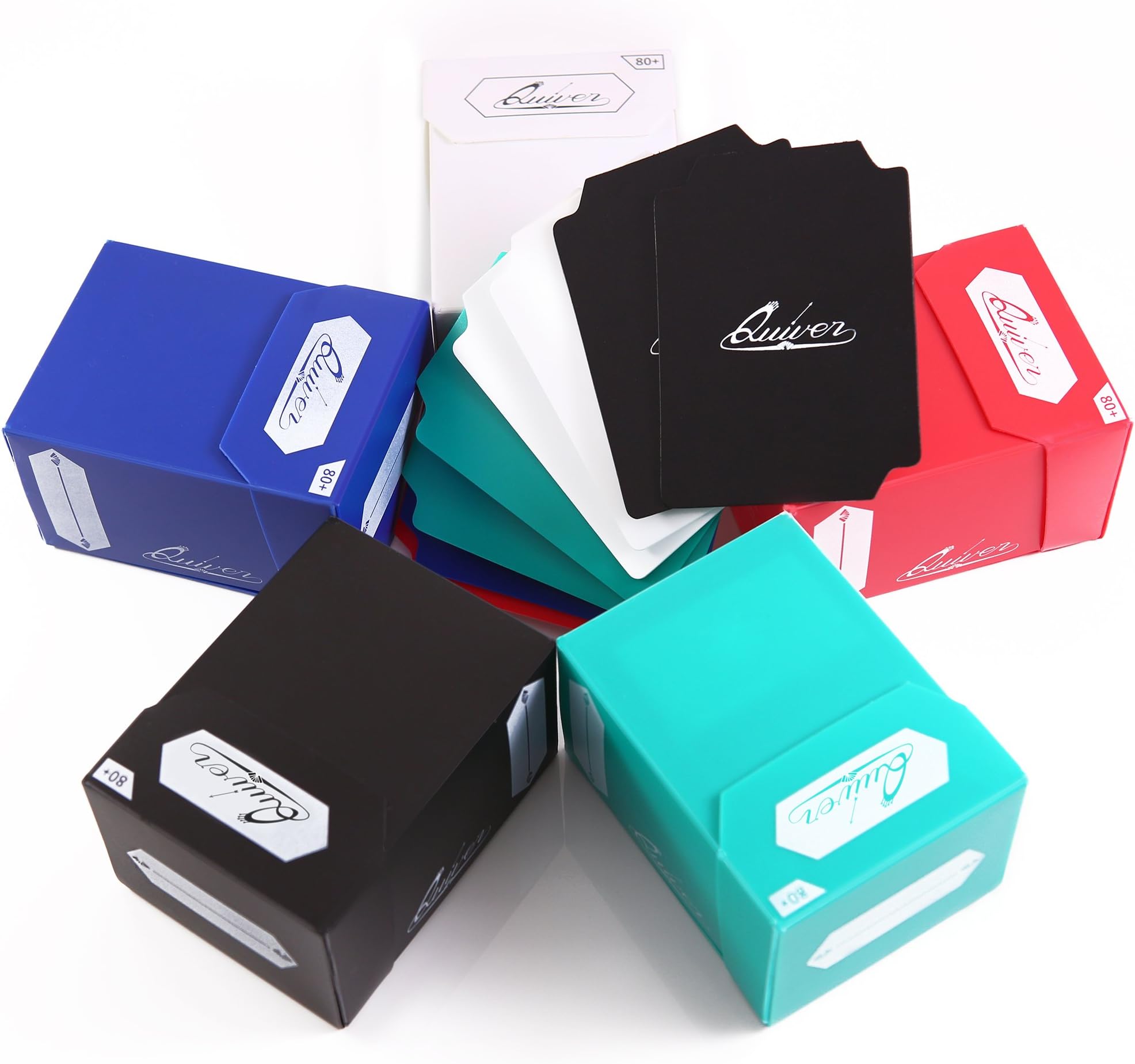 Quiver Time 80+ Deck Blocks with 2 Dividers / Box - Set of 5 Boxes - White, Black, Blue, Red & Green