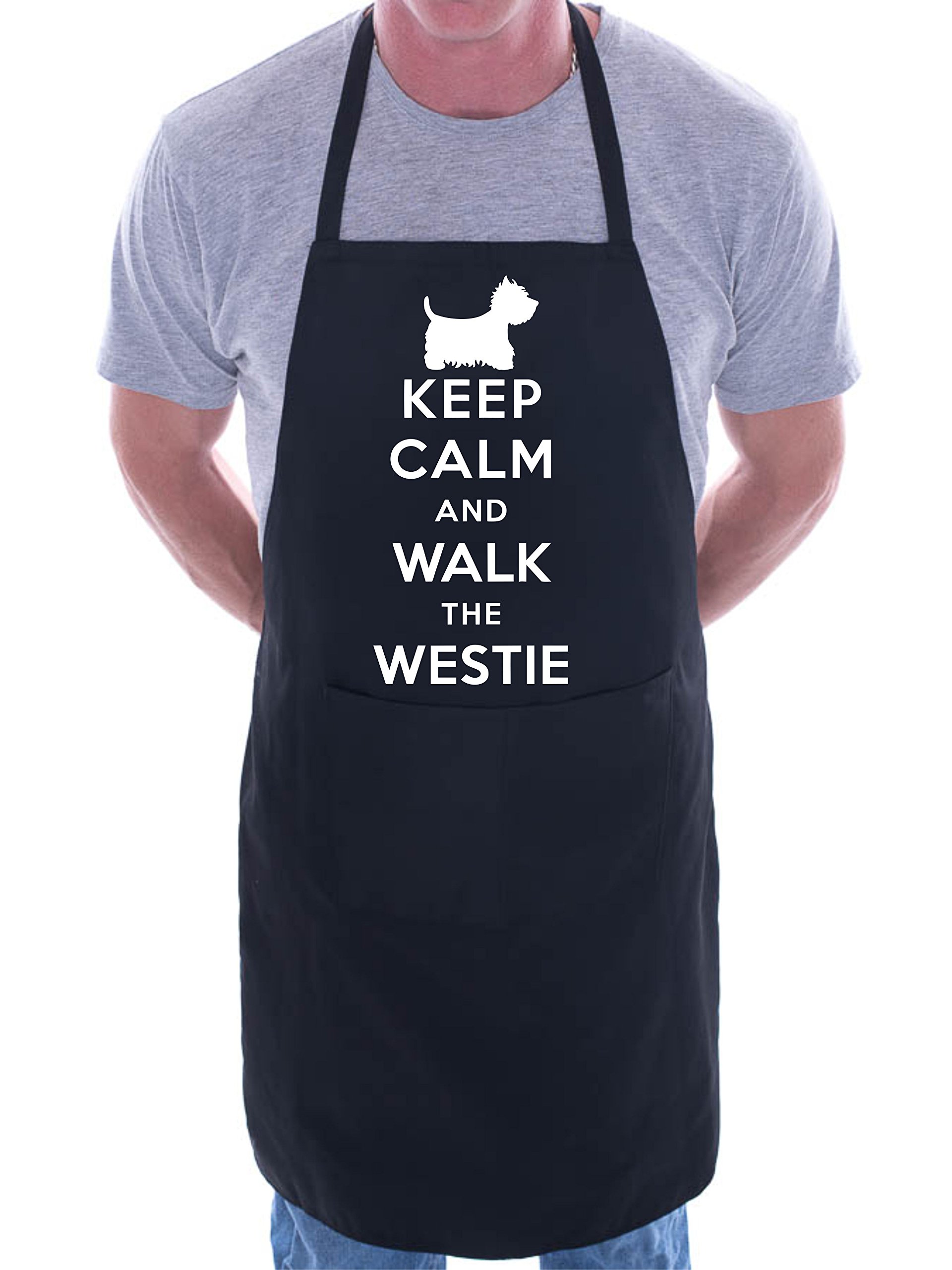 Print4u Men's Black Keep Calm Walk The Westie Dog Lover Bbq Cooking Novelty Apron