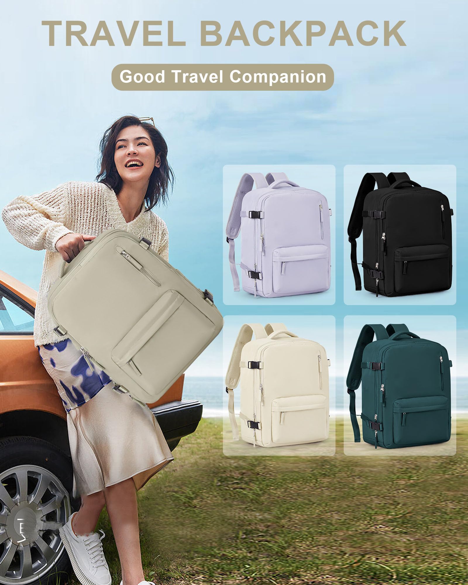 BJLFS Borse da Cabina per Ryanair 40×20×25 Bagaglio a Mano Easyjet 45×36×20 Borsa Zaino da Viaggio, Zaino da trekking,Zaino Casual per laptop da 14 pollici per scuola