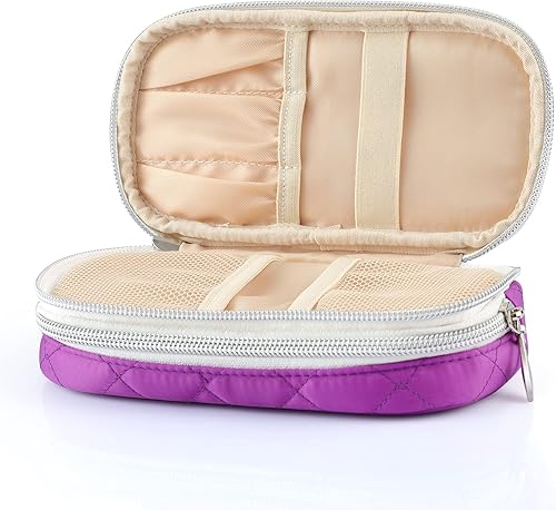 Miniatura 8 de ANKUER Bolsa de maquillaje de viaje, pequeña bolsa de cosméticos, organizador de cosméticos, bolsa de regalo para mujeres (rojo rosa)