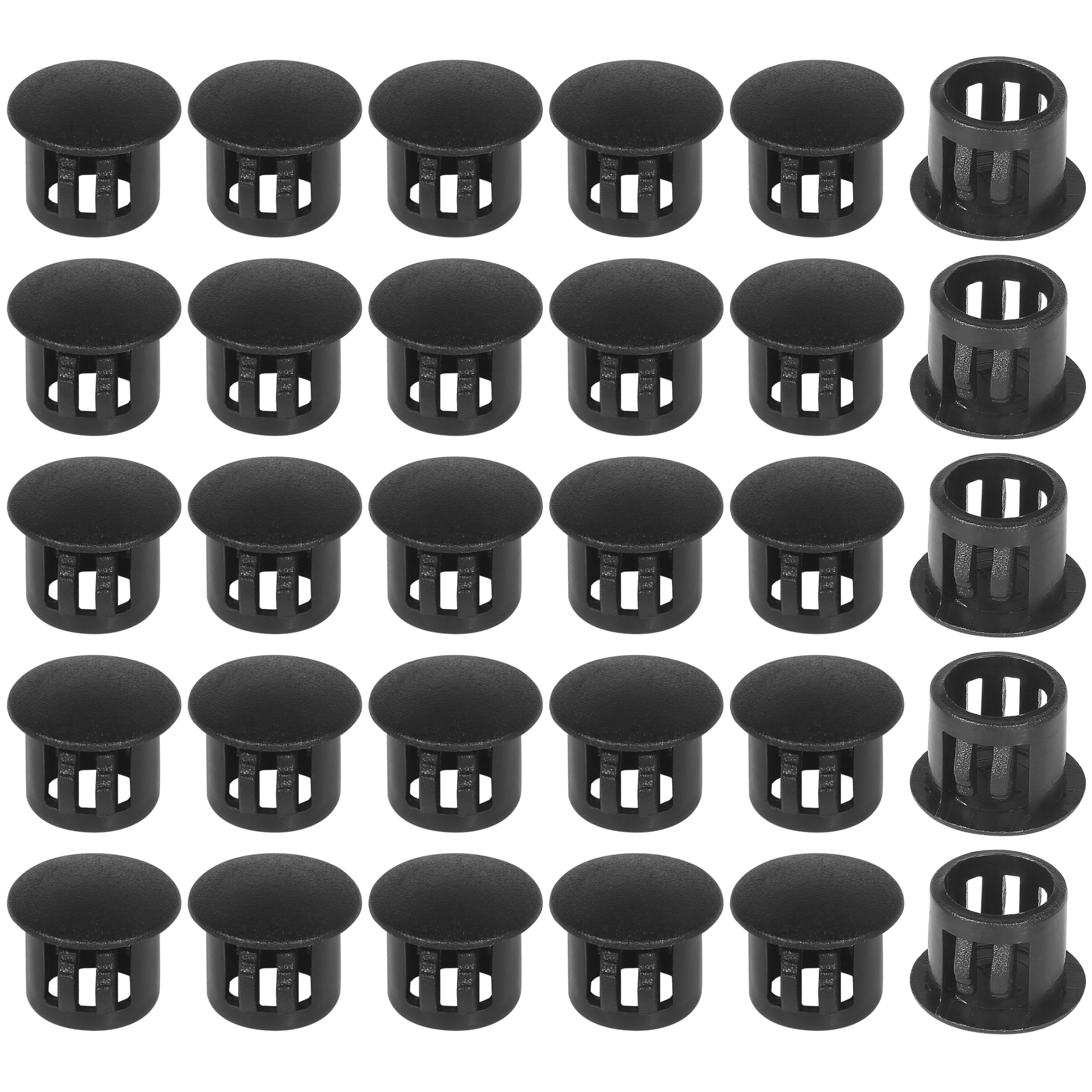 11mm Plastic Hole Plugs - Masendelk Snap-in End Caps - Black - 30pcs
