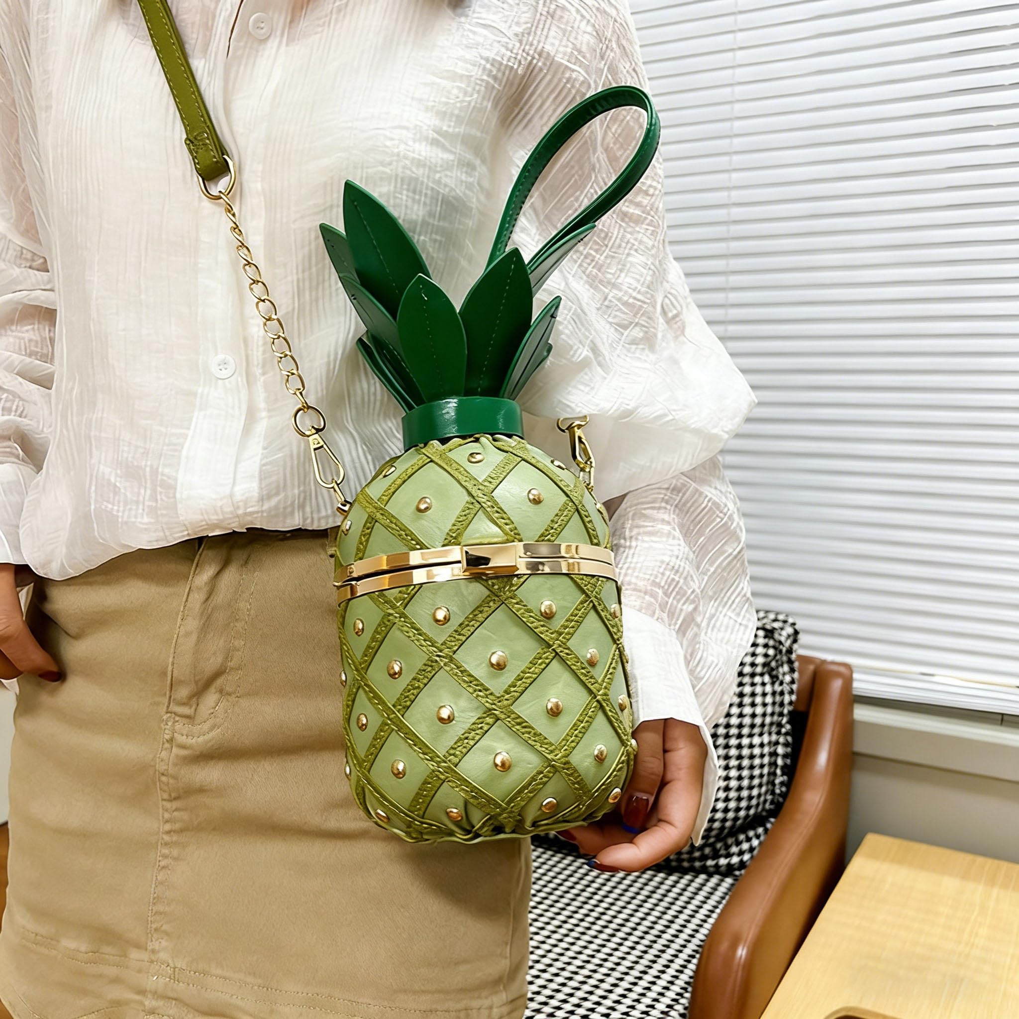 Bolso Bandolera con Forma de Fruta | Cartera de Hombro en PU con Diseño de Dibujos Animados | Bolso de Mano Original con Cadena Desmontable para Mujeres