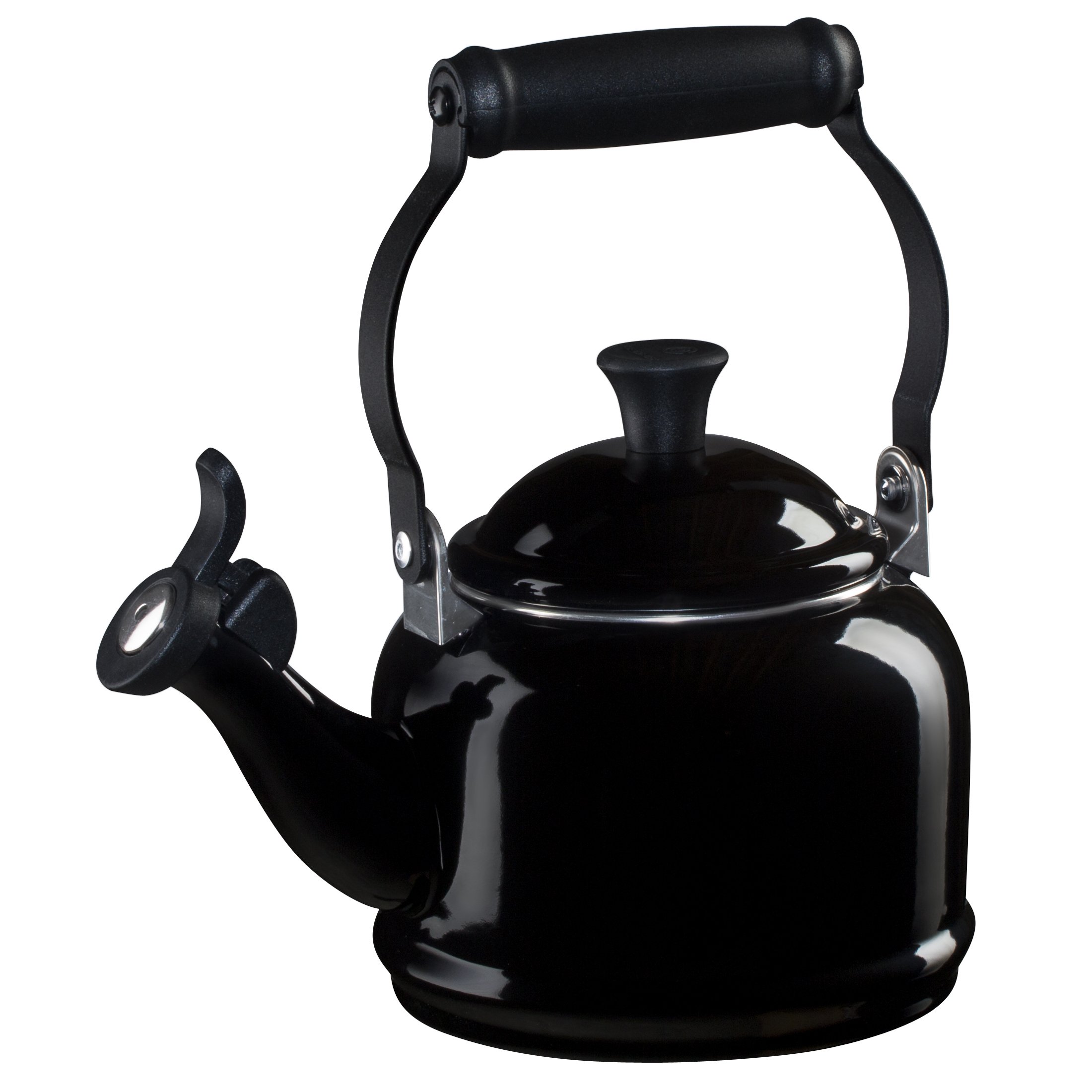 Le Creuset Demi Kettle, Enamelled Steel, Suitable for All Hob Types Including Induction, Enamelled Steel, 1.1 L, Black Onyx, 92000900140000