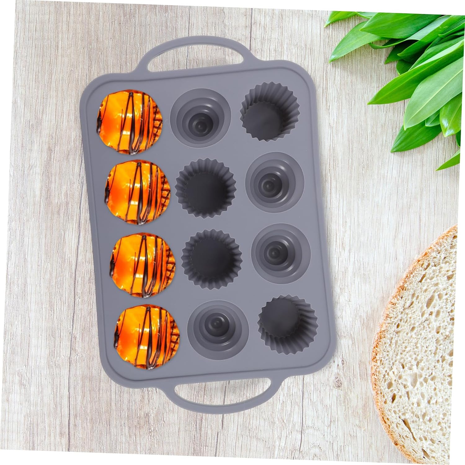 STOBAZA Cavity Silicone Baking Molds - Handle Easy Release Cupcake and Dessert Molds for Chocolate Food-grade Silicone Design Nordic
