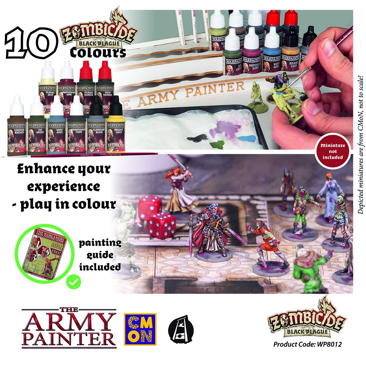 The Army Painter Zombicide: Black Plague Malset | 10 Acrílicos | gratuita pincel | para Cool Mini or Not Zombicide: Black Plague Tabletop, Wargames modelo pintura