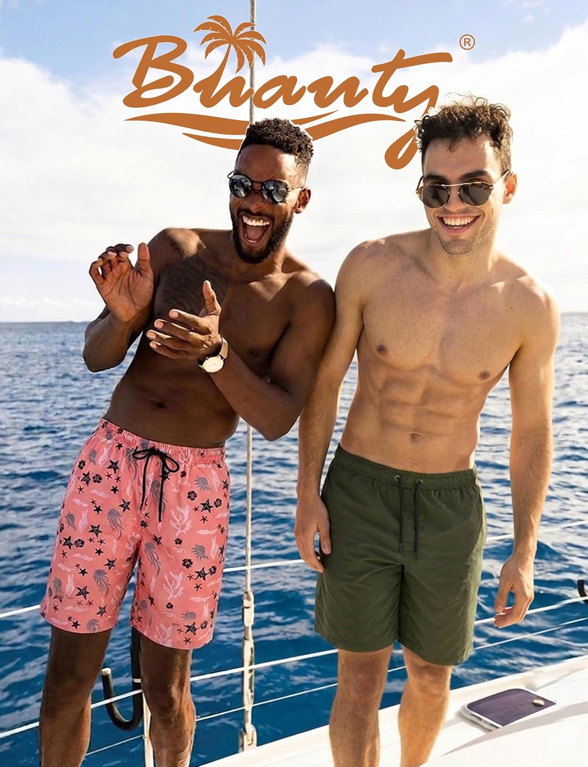 Buauty Mens Swim Trunks with Compression Liner 7 Inch Inseam Quick Dry Swim Shorts Mens Swimsuit Board Shorts with Pockets