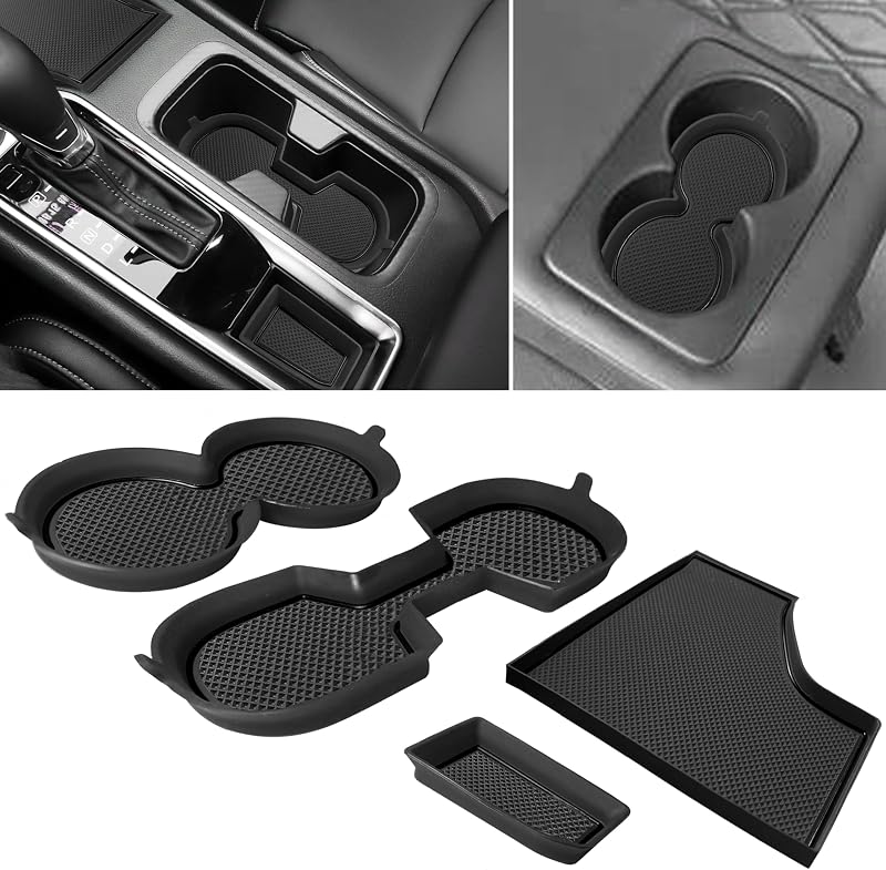 Kit de forros para porta-copos SENSHINE em silicone preto para Nissan Sentra 2020–2025 – 4 unidades