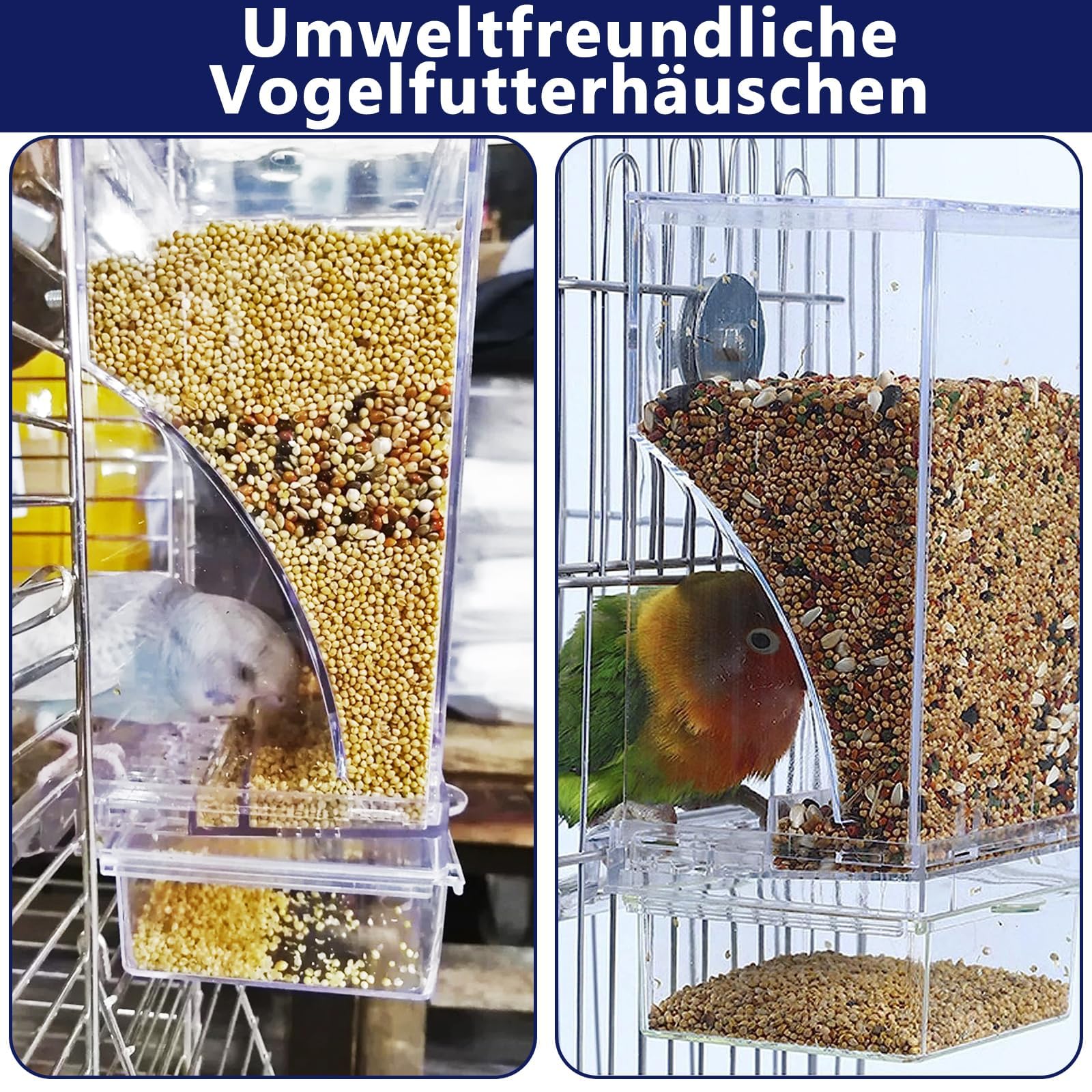 Mangiatoia Automatica Per Uccelli Trasparente - Alimentatore Per Gabbie - Foto 8