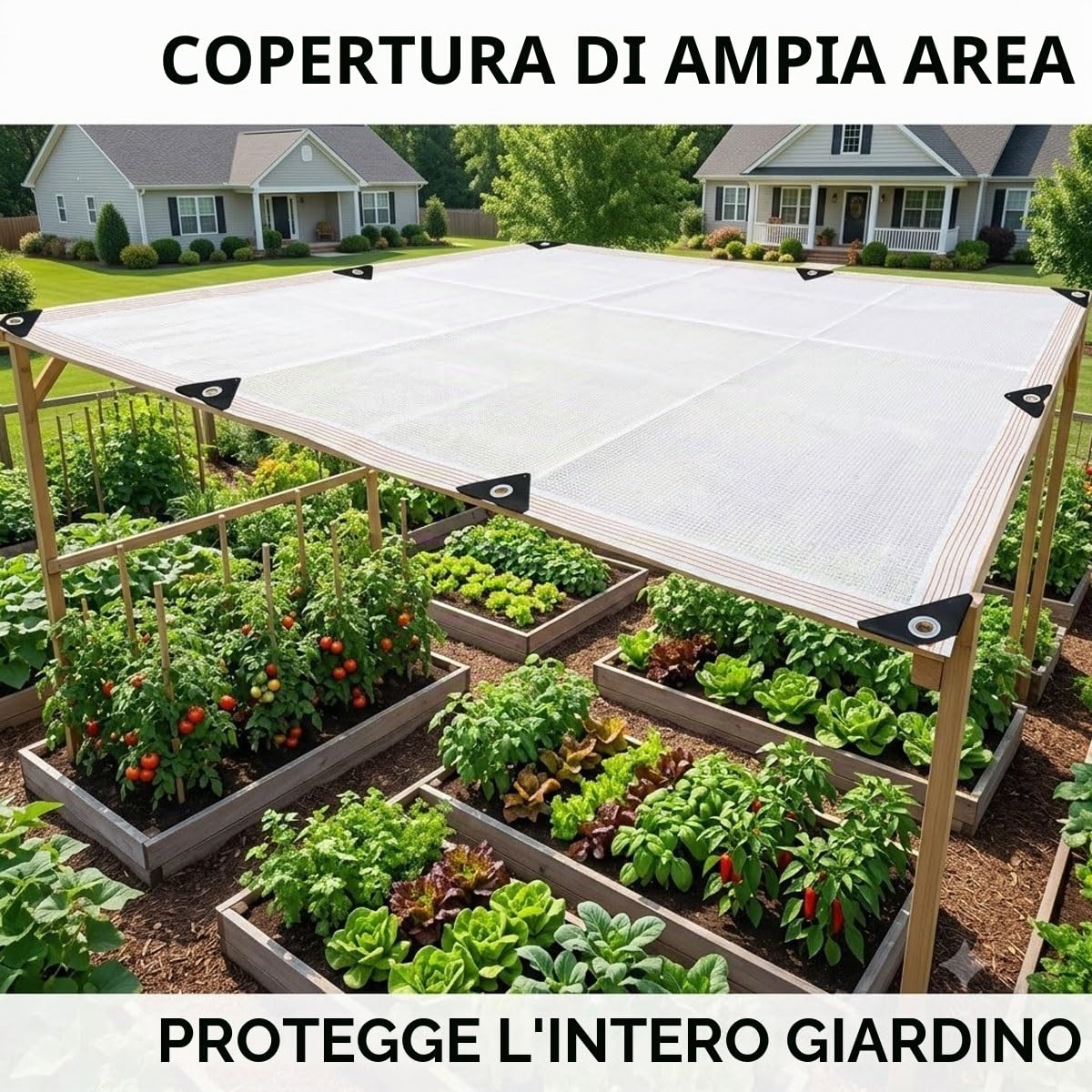 Rete Antigrandine per Orto con Occhielli, Rete Ombreggiante Bianca 50% Uv, Telo Ombreggiante Esterno Traspirante, Vele Ombreggianti Hdpe 5x5 3x3 3x4 per Gazebo Giardini Balcone Pollaio(4x5m)
