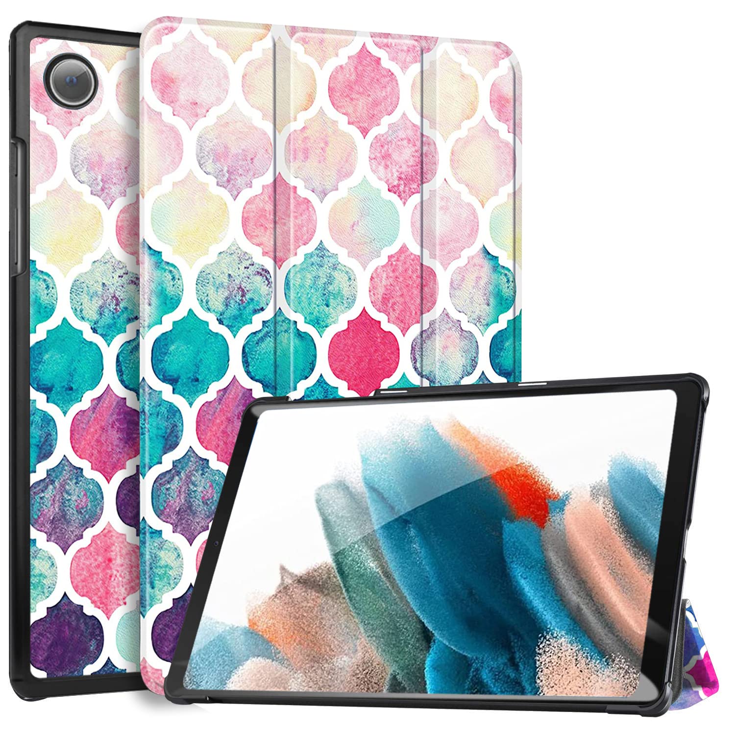 Robustrion Smart Trifold Hard Back Flip Stand Case Cover for Samsung Galaxy Tab A8 10.5 inch [SM-X200/X205/X207] 2022 - Moroccan Love