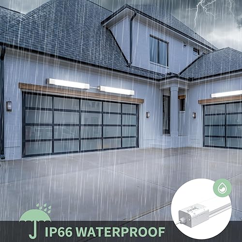 Miniatura 5 de Airand Lámpara de techo LED de 5000 K con enchufe, luces LED de tubo de 1.43 pies, luz de armario enlazable de 16 W para banco de trabajo, sótano,