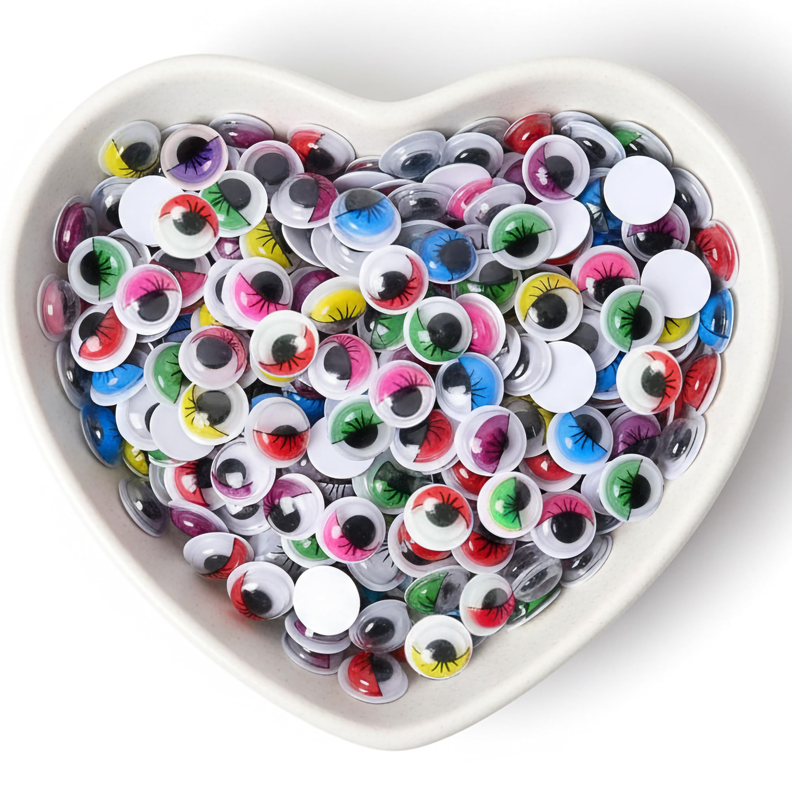 INDIKONB Multicolor Eyelash Googly Eyes for Craft - Self Adhesive Wiggle Eyes with Moving Pupils for Doll Making, DIY Toys & School Projects - Round Craft Moving Eyes (Multicolour 10MM)-picture-13