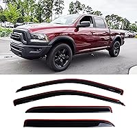 Vista 3 de Protectores de lluvia y deflectores de ventilación, en el canal se adapta a Dodge Ram 1500 2009-2018, Ram 2500/3500 Crew Cab 2009-2018, Ram 1500