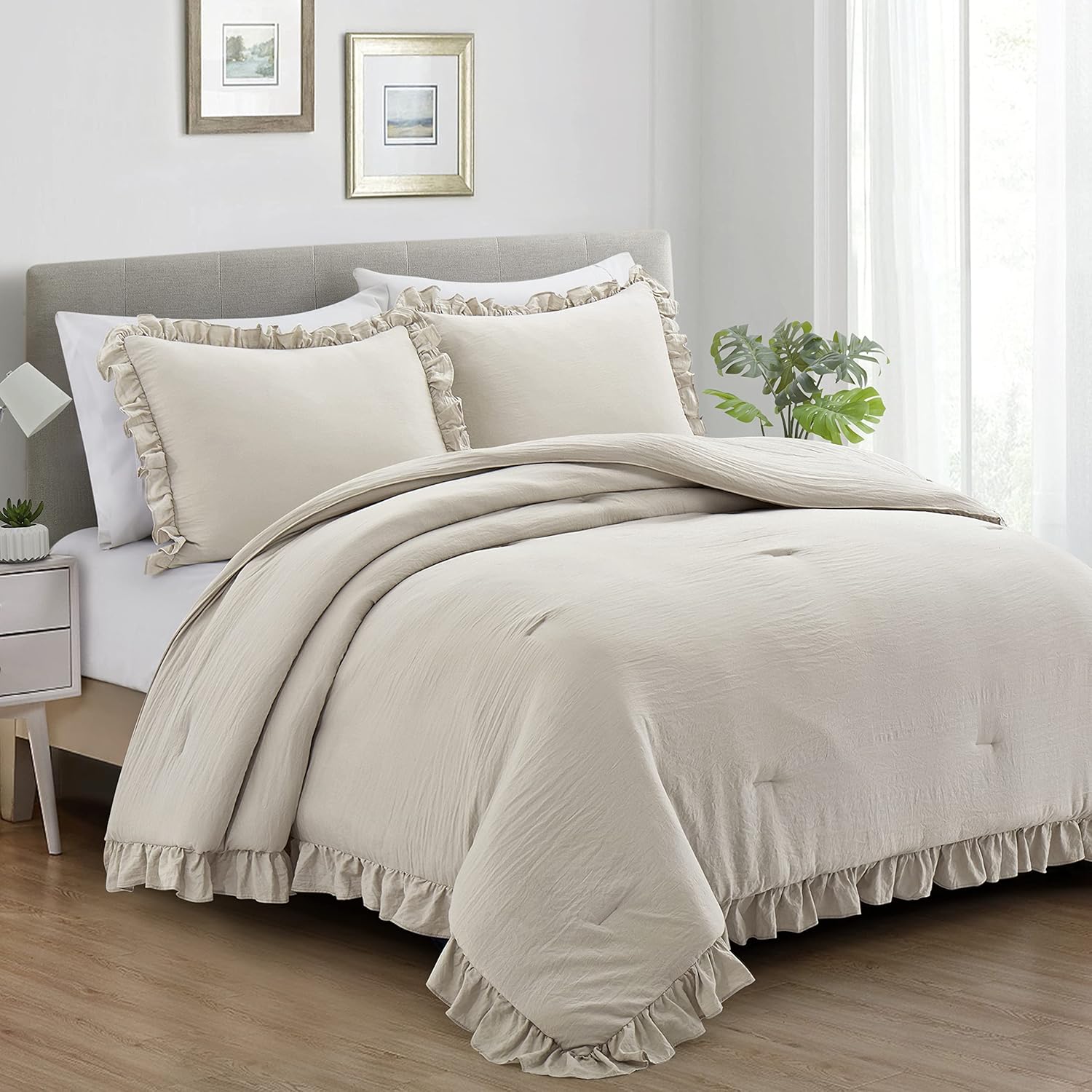 Home Bed Bedding Comforter Set 3 Pieces King Comforter Set, Farmhouse
