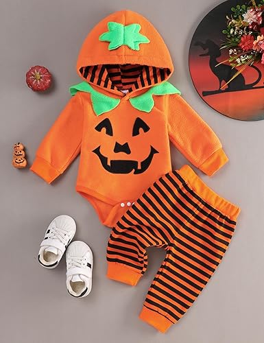 Miniatura 2 de My First Halloween - Conjunto de ropa para bebé recién nacido, con capucha y pantalones de calabaza, conjunto de ropa de Halloween