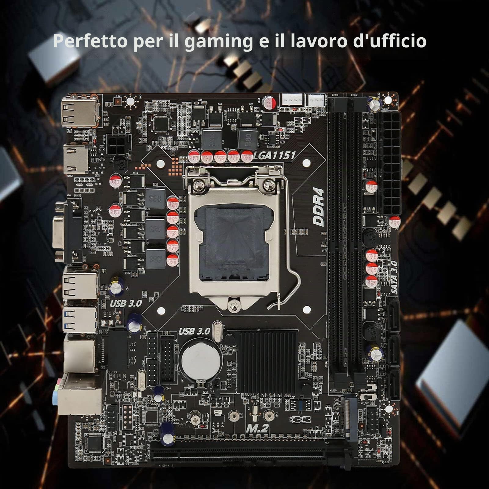 Scheda Madre Desktop H110, DDR4 SO DIMM Dual Channel Gaming Motherboard Support 1151Pin per I5 6500 I7 6700 CPU, 32GB/s M.2 SATA3.0 Scheda Madre per PC