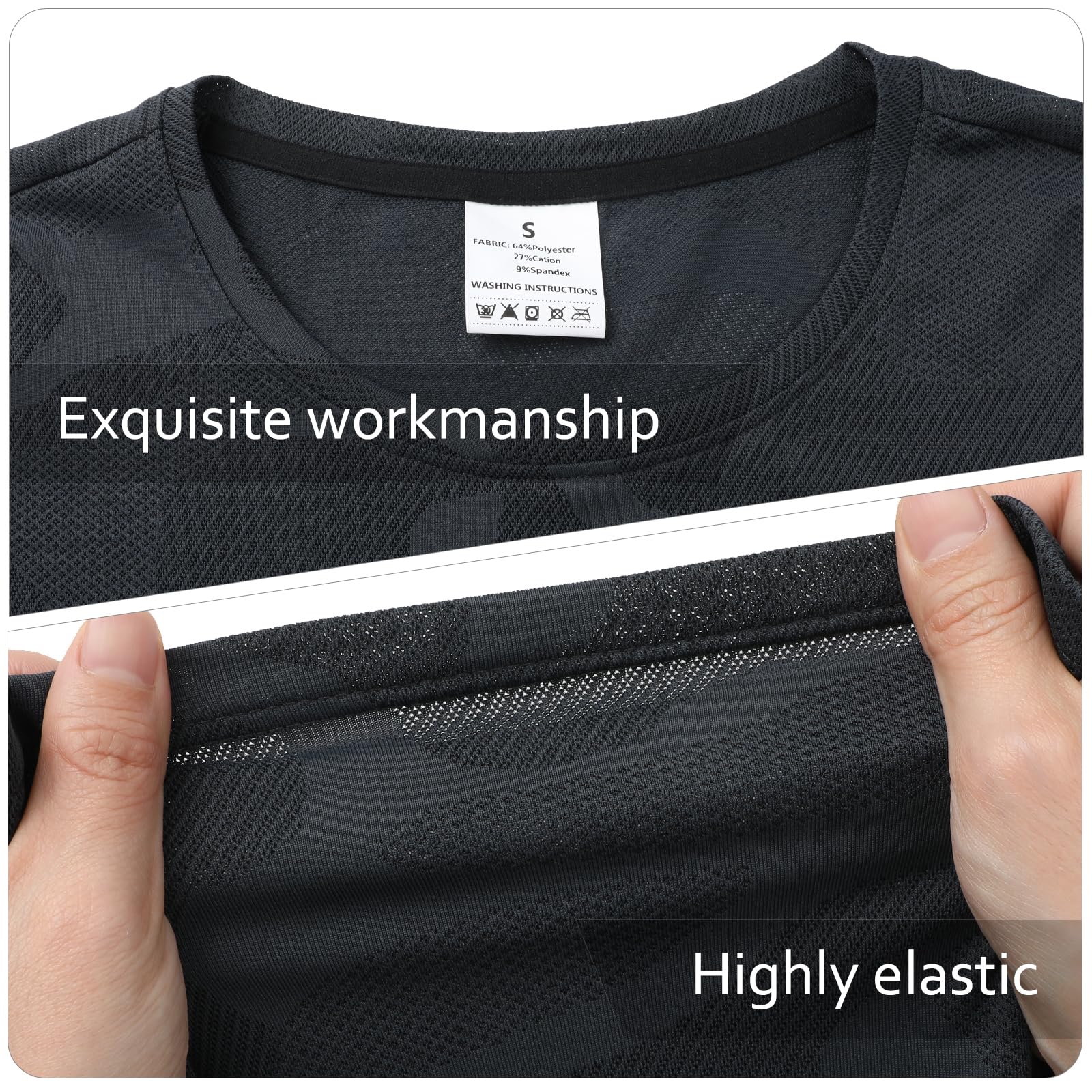 Superora Paquete de 3 camisetas deportivas para hombre, de secado rápido, para correr, entrenamiento, manga corta, malla transpirable con patrón de camuflaje jacquard — view 5