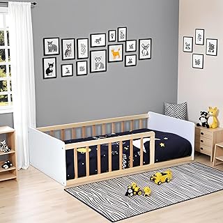 WEBER INDUSTRIES Cama Pilou 70 x 140 + somier, Blanco y Natural