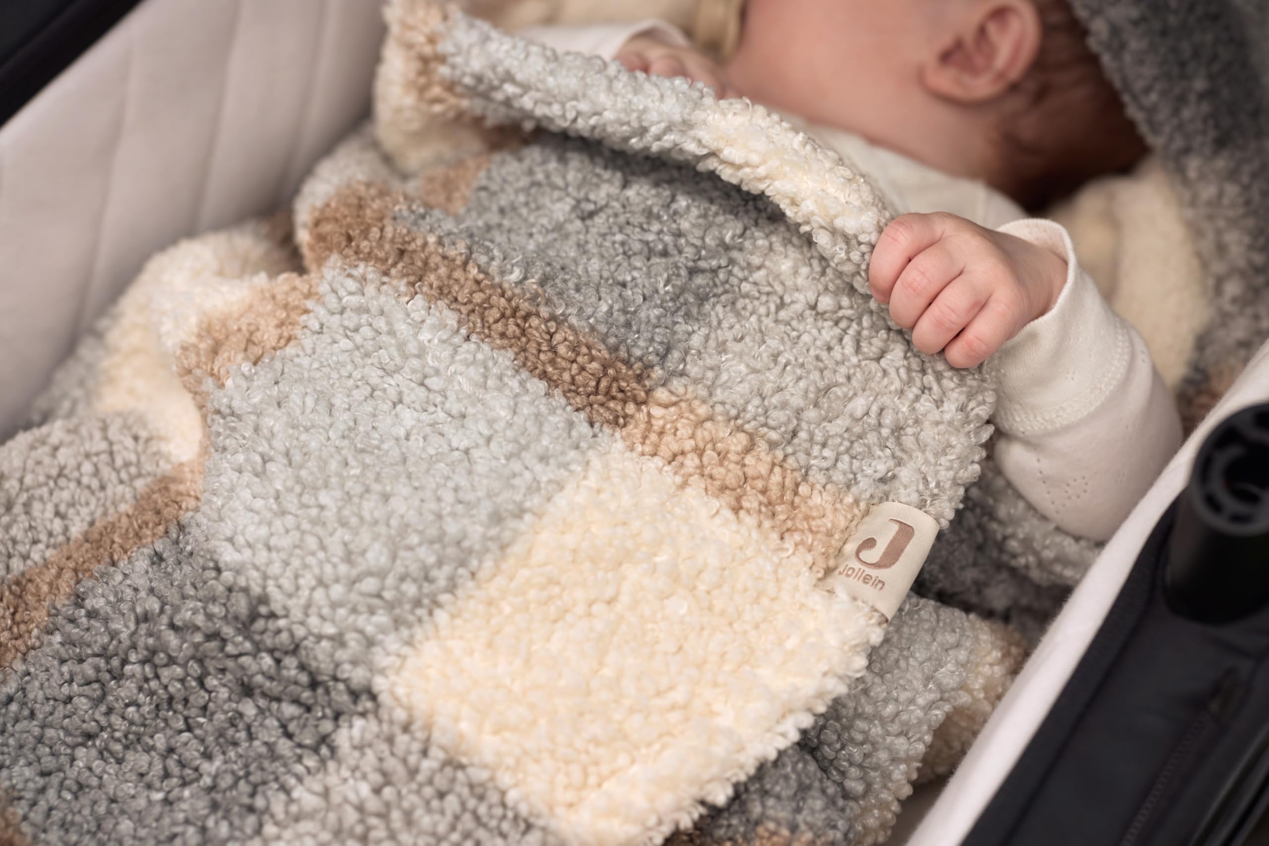 Jollein Check Boucle Teddy - Saco infantil para silla de coche del grupo 0+ y cochecito de bebé, para cinturón de 3 y 5 puntos
