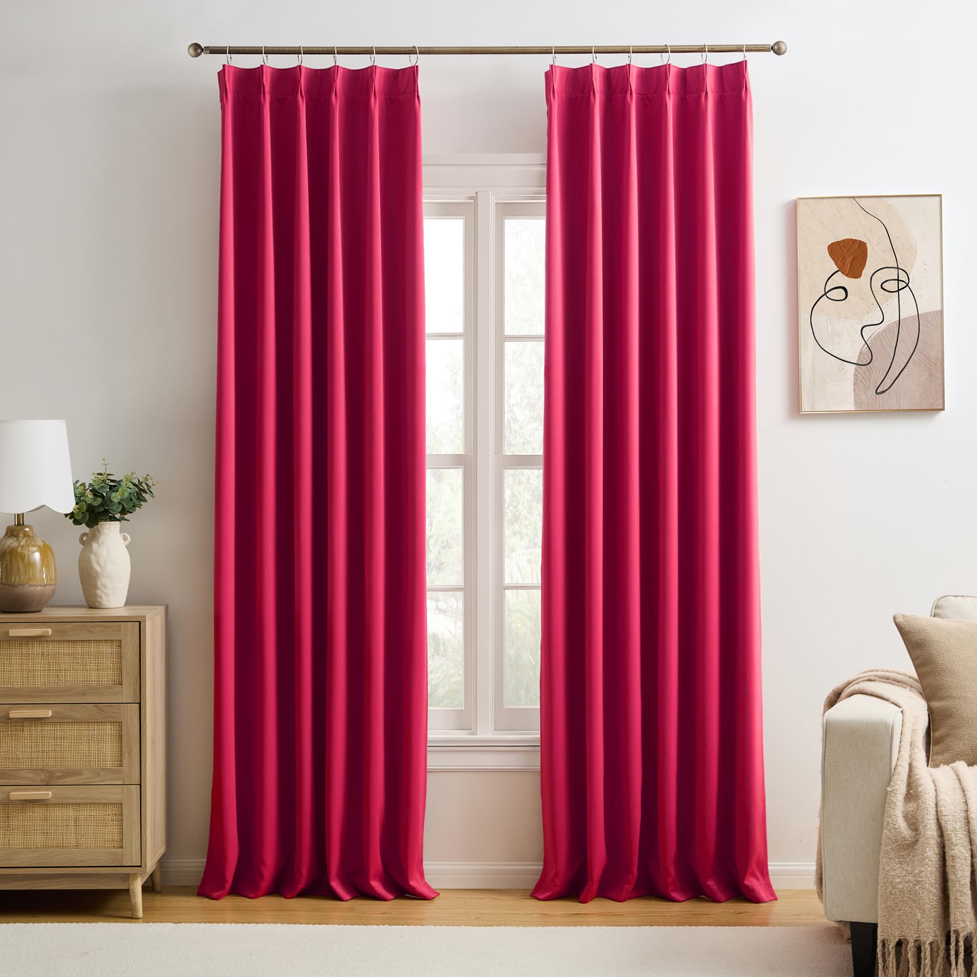 KEQIAOSUOCAI Pinch Pleated Curtains 120 Inches Long, Energy Saving Window Treatment Privacy Drapery for Living Room, Vertical Track System Elegant