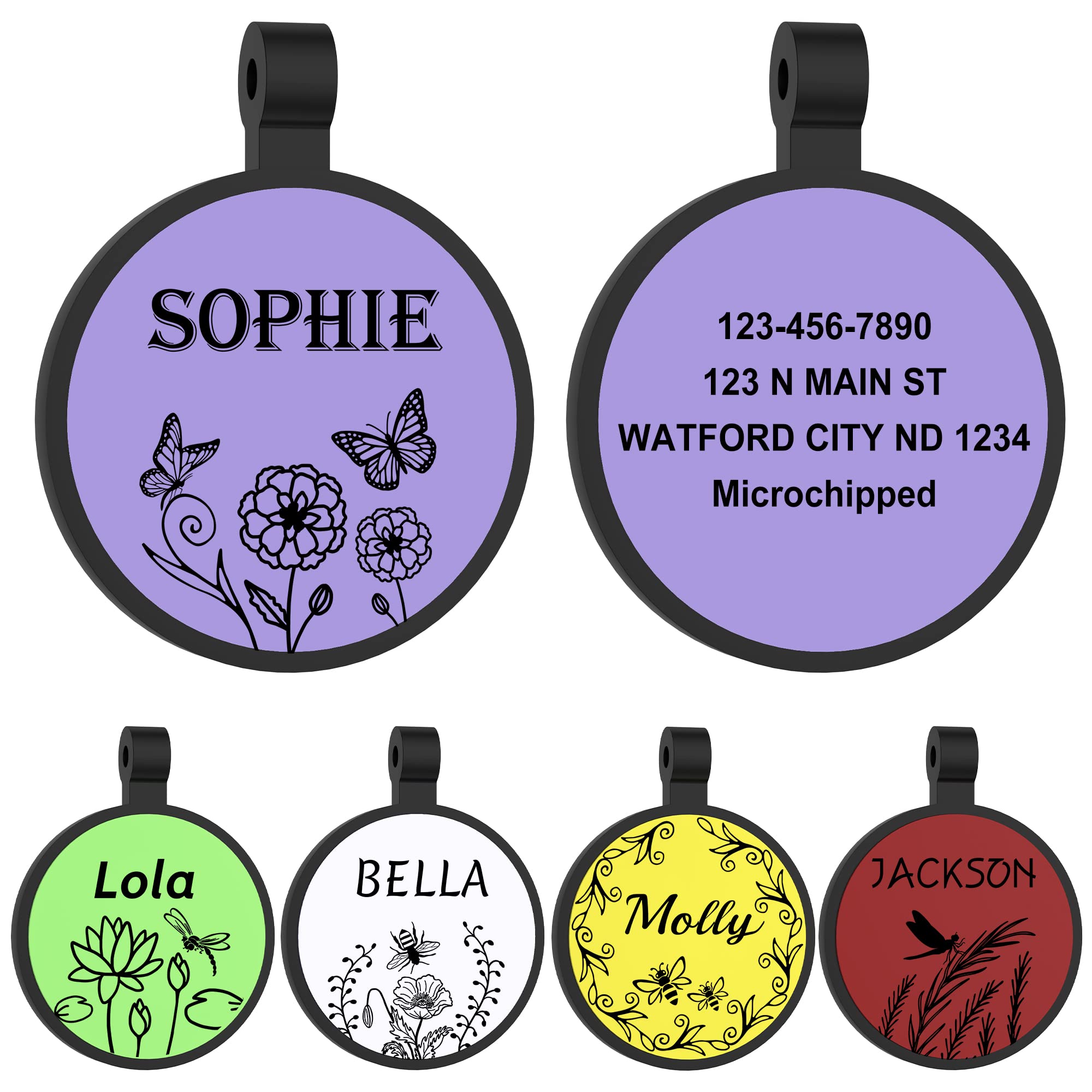 Silicone Dog Tags - GISUERY Silent Dog Tag - No More Jingling and Waterproof - Personalized Indoor Dog Tag with Double-Sided Engraving - Soundless