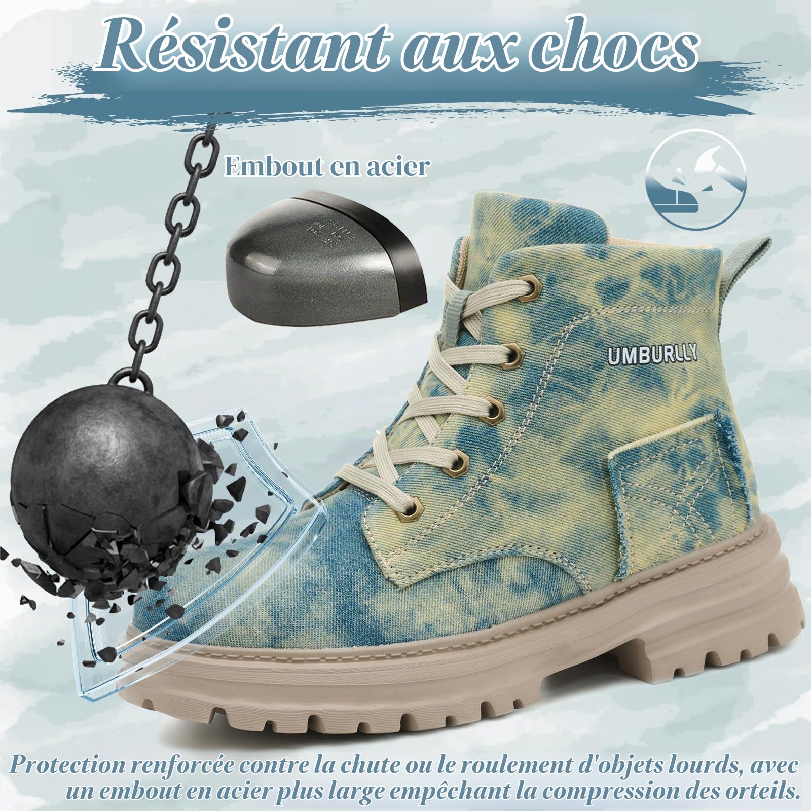 Chaussures de Sécurité Femmes Confortable Basket de Securite avec Embout en Acier Légère Bottes de Sécurité Respirante Chaussures de Travail Antidérapante
