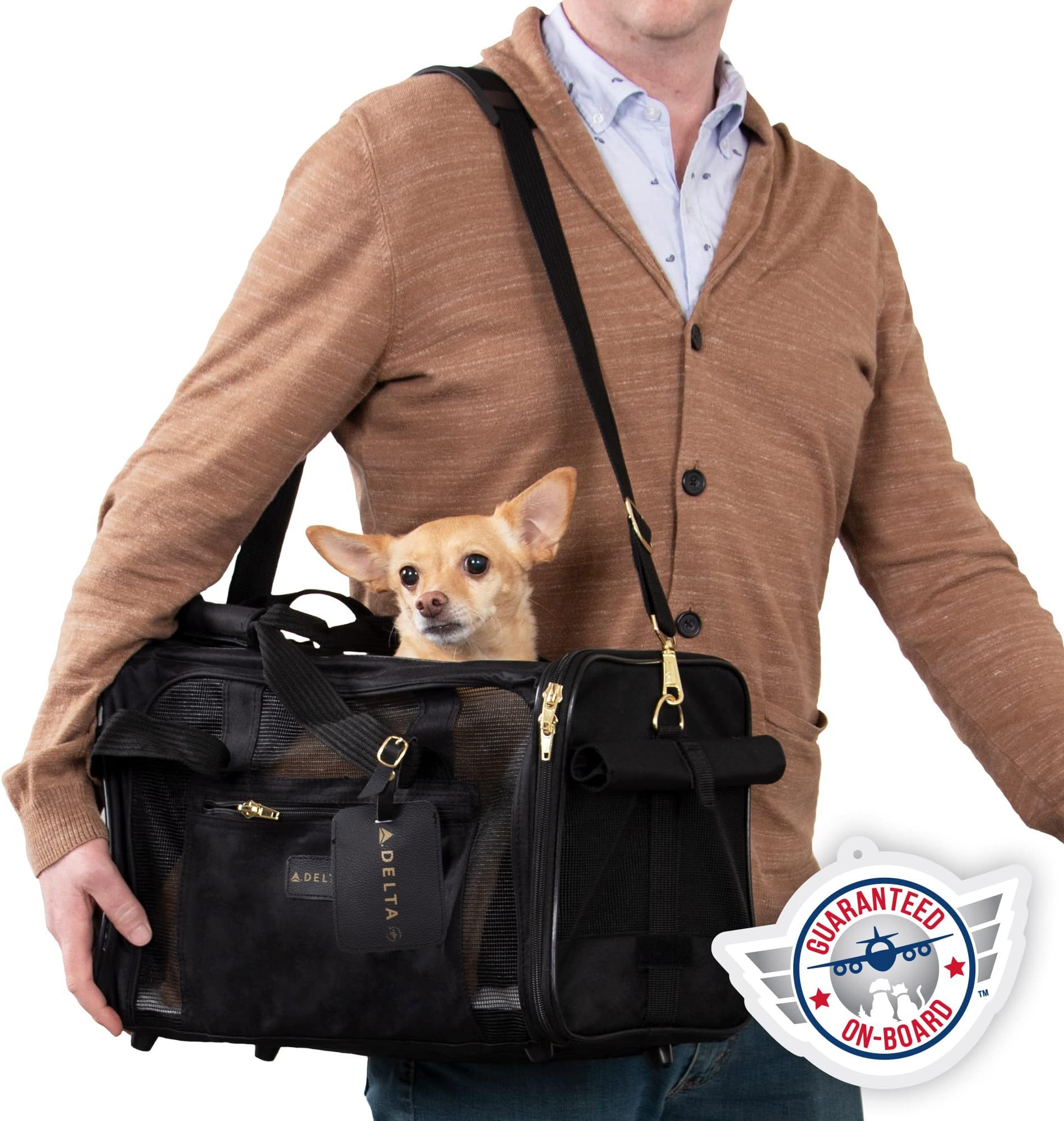 TSA Airline Approved PU Leather Luxury Pet Carrier Size XS/S for Small Dogs and