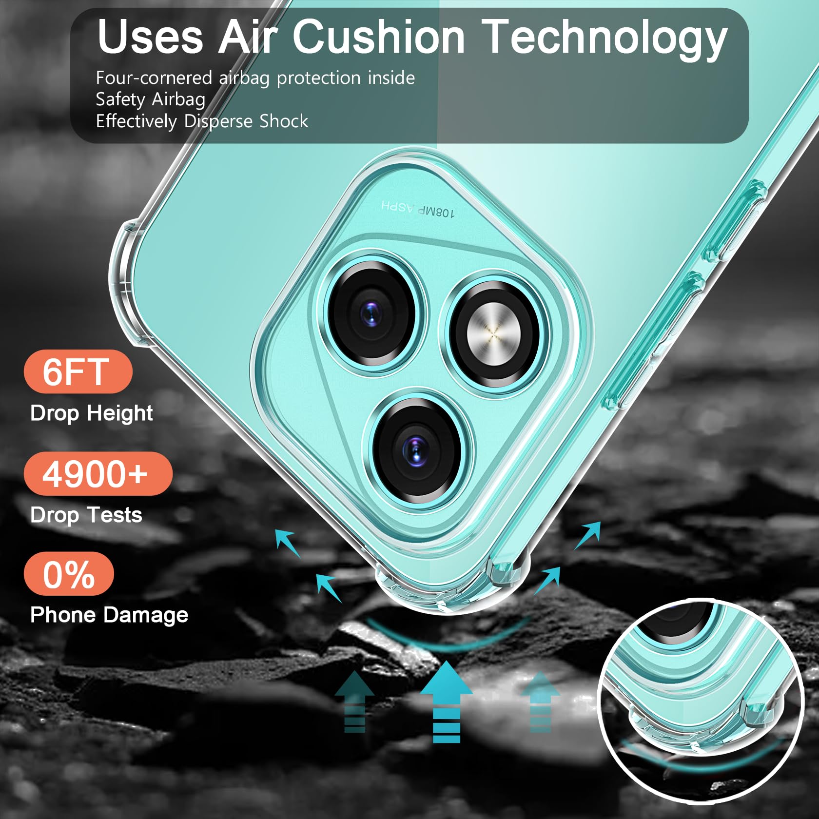 FLLAO Cover Compatibile con Honor 400 Lite 5G con 2 Vetro Temperato [Protezione Fotocamera] Anti Ingiallimento Antiurto Cover Silicona TPU Morbido Custodia per Honor 400 Lite 5G - Trasparente