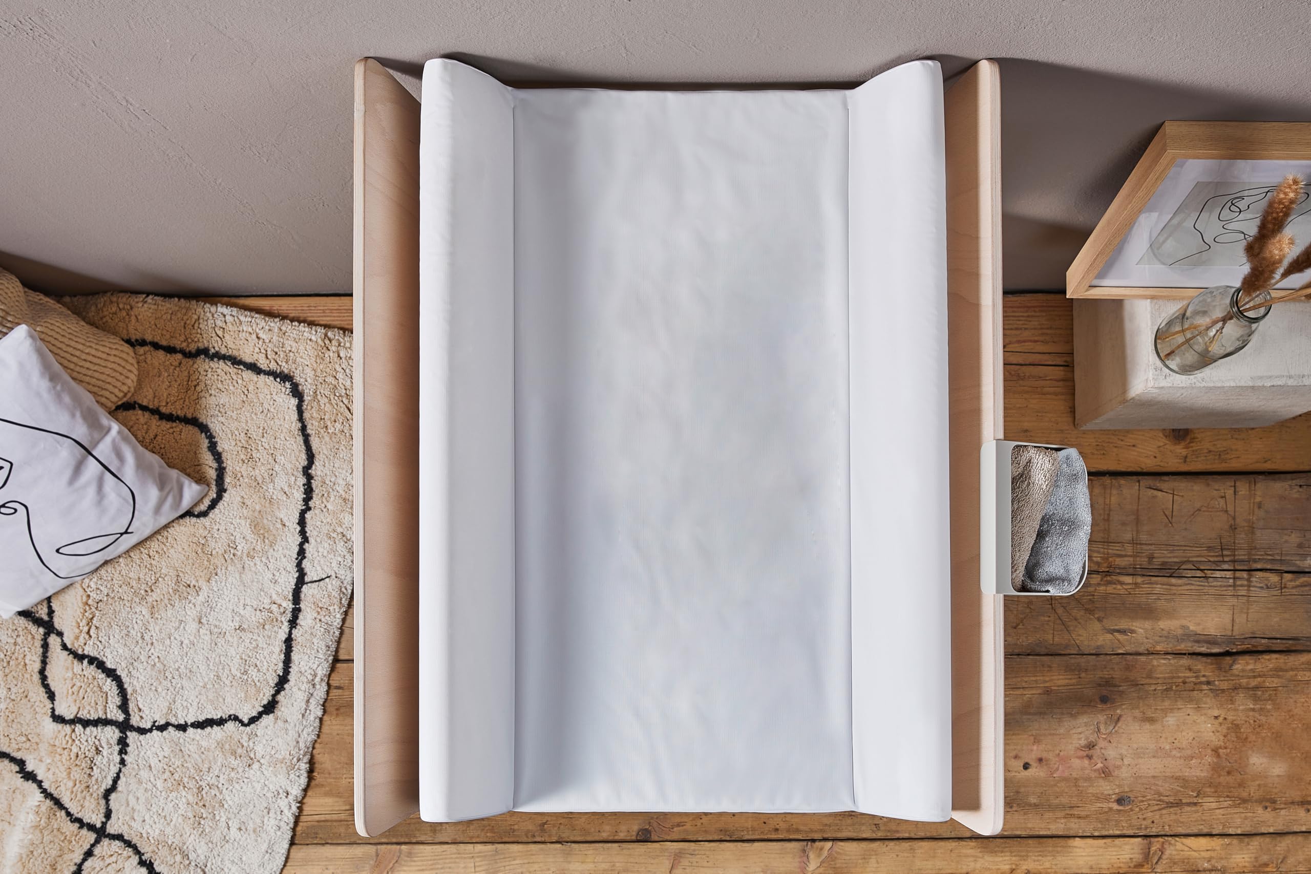 Rotho Babydesign Materassino fasciatoio con bordo rialzato 70x50x10cm Bianco