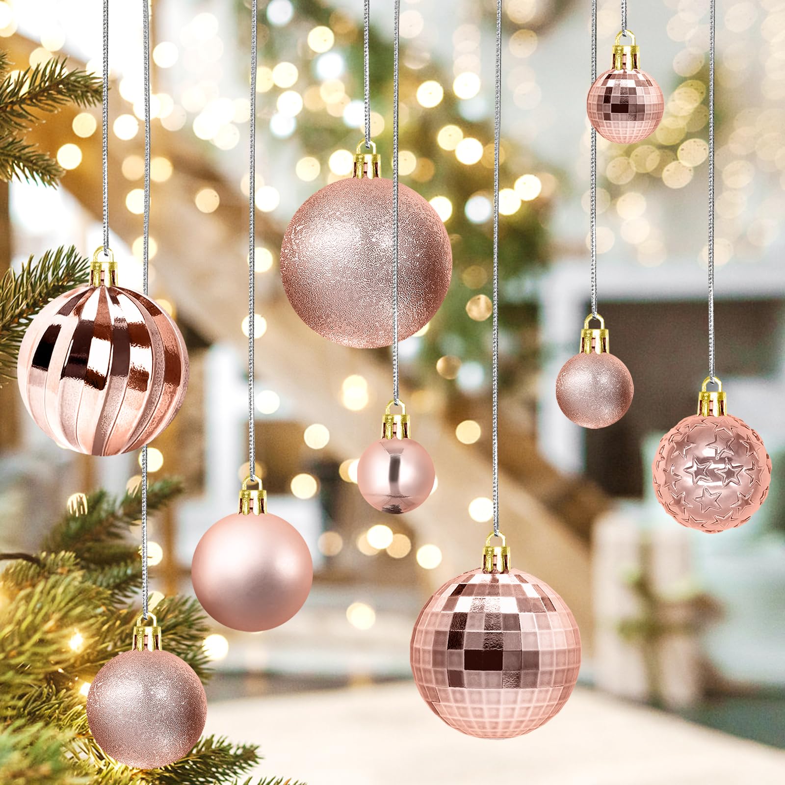 Adornos de Navidad,101 Piezas Bolas de Navidad plástico Adornos del árbol de Navidad decoración navideña decoración