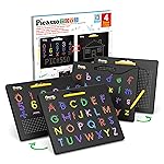 PicassoTiles 2PK 4-in-1 Magnetic Drawing Board 12x10 inch Large Magnet Tablet Pad with 4 Facings Lowercase & Uppercase Alphabets, Numbers, & Freestyle STEM Learning Writing Reading Playboard PTB06