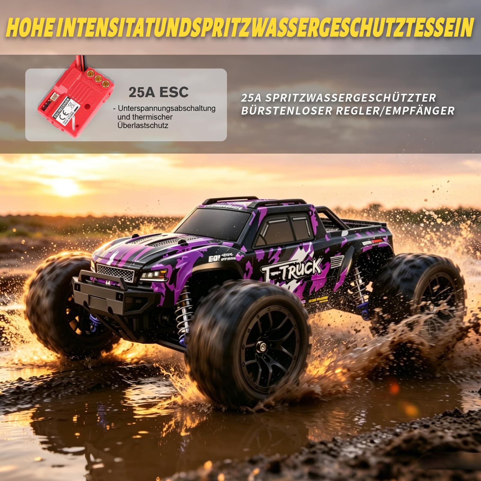HAIBOXING Coche teledirigido 1:18 sin escobillas, 4WD RC Auto 48 + km/h de alta velocidad RC Monster Truck, 2,4 GHz All Terrain Carreras, Camión Monstruo teledirigido para niños, adultos y niños