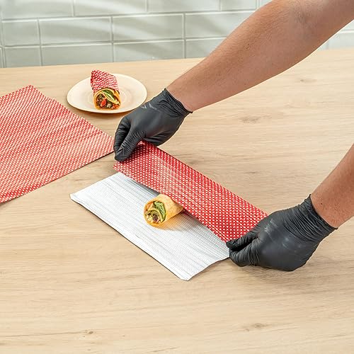Miniatura 5 de Restaurantware Revestimiento de papel de aluminio ondulado de 12 x 12 pulgadas para envolver alimentos y freír perfecto para restaurantes,