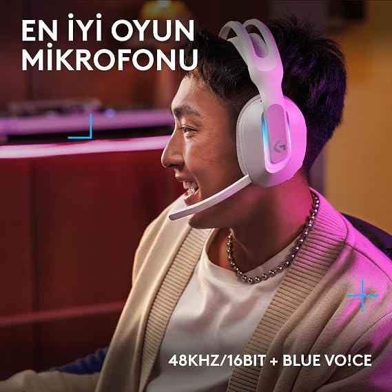 Logitech G G522 LIGHTSPEED Kablosuz Oyuncu Kulaklığı, LIGHTSYNC RGB Aydınlatmalı, Senkronize PRO-G Ses, Hafif ve Konforlu Tasarım, Beyaz