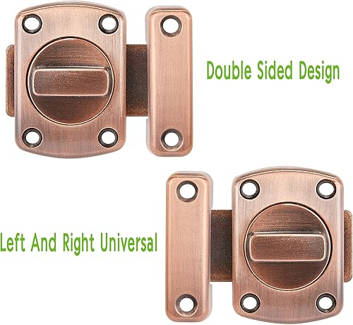 Miniatura 5 de Paquete de 2 pestillos de cerrojo giratorio para puerta de seguridad, cerradura de puerta para mascotas, muebles de gabinete, ventanas, baño,